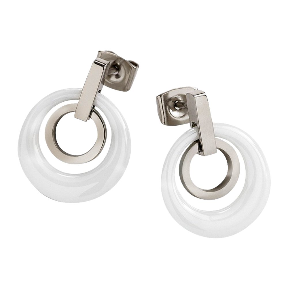 Boccia Paar Ohrstecker 0588-01, Boccia, Reintitan, antiallergisch, Keramik, Weiß