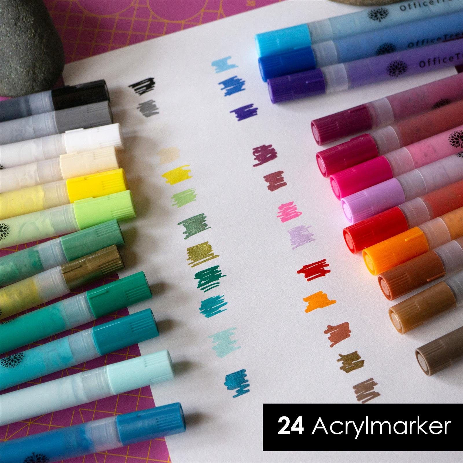 Marker Kinder, Marker 24 für Stifte Künstler Acrylfarben (wp), Wasserfest OfficeTree OfficeTree Set), und Hobbykünstler (24er Acryl Stück