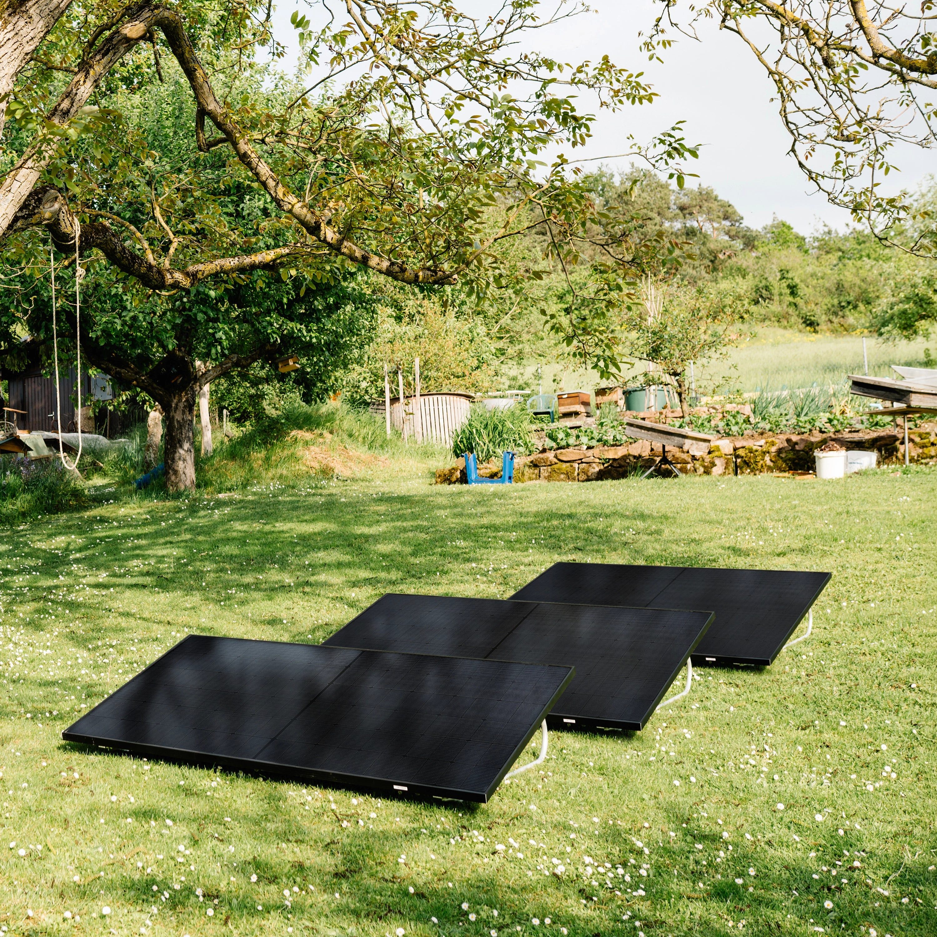 Balkonstrom Balkonkraftwerk 1350 Watt, Garten, Komplettset Bifazial, Premium, Monokristallin, Made in Germany Kabel