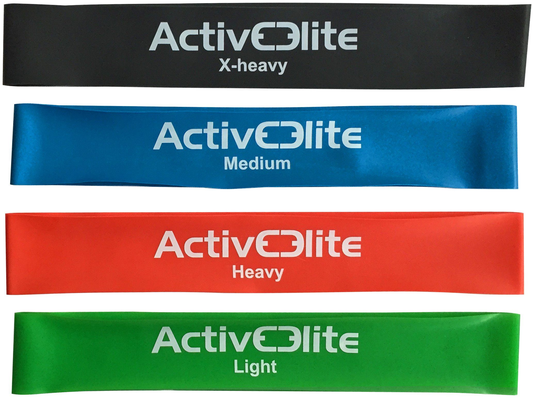 Activeelite verschiedene mit Übungsbänder Set für einem 4 Schwer Gymnastikbänder Fitnessbänder Aus Gymnastikband die Naturlatex, (Leicht, Trainingsbänder EXTRA-Schwer) Transportbeutel und 100% in Mittel, Bänder