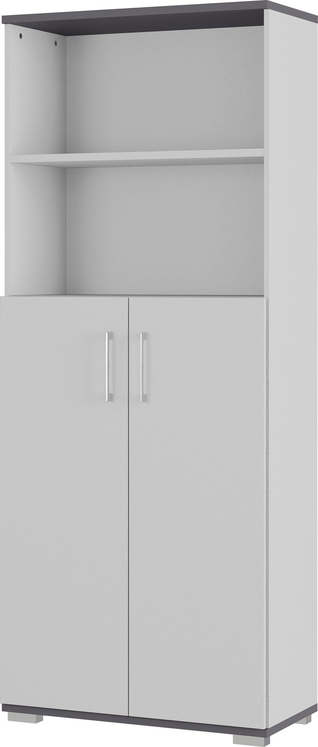 möbelando Aktenschrank 416 (BxHxT: 80x200x40 cm) in grau, anthrazit mit 2 Türen und 4 Einlegeböden