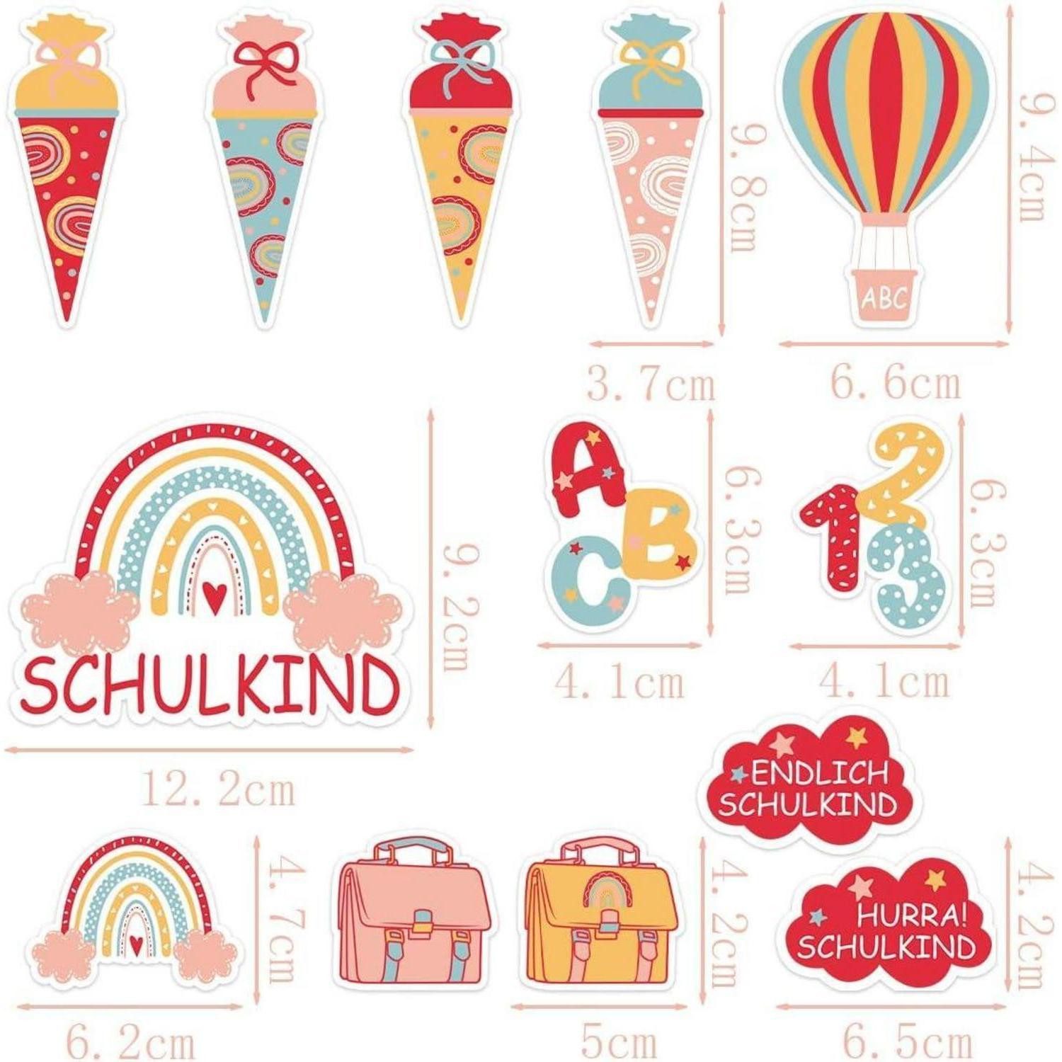LuxusKollektion Sticker Tortendeko Einschulung Mädchen 13-tlg. ABC Kuchendeko 2024