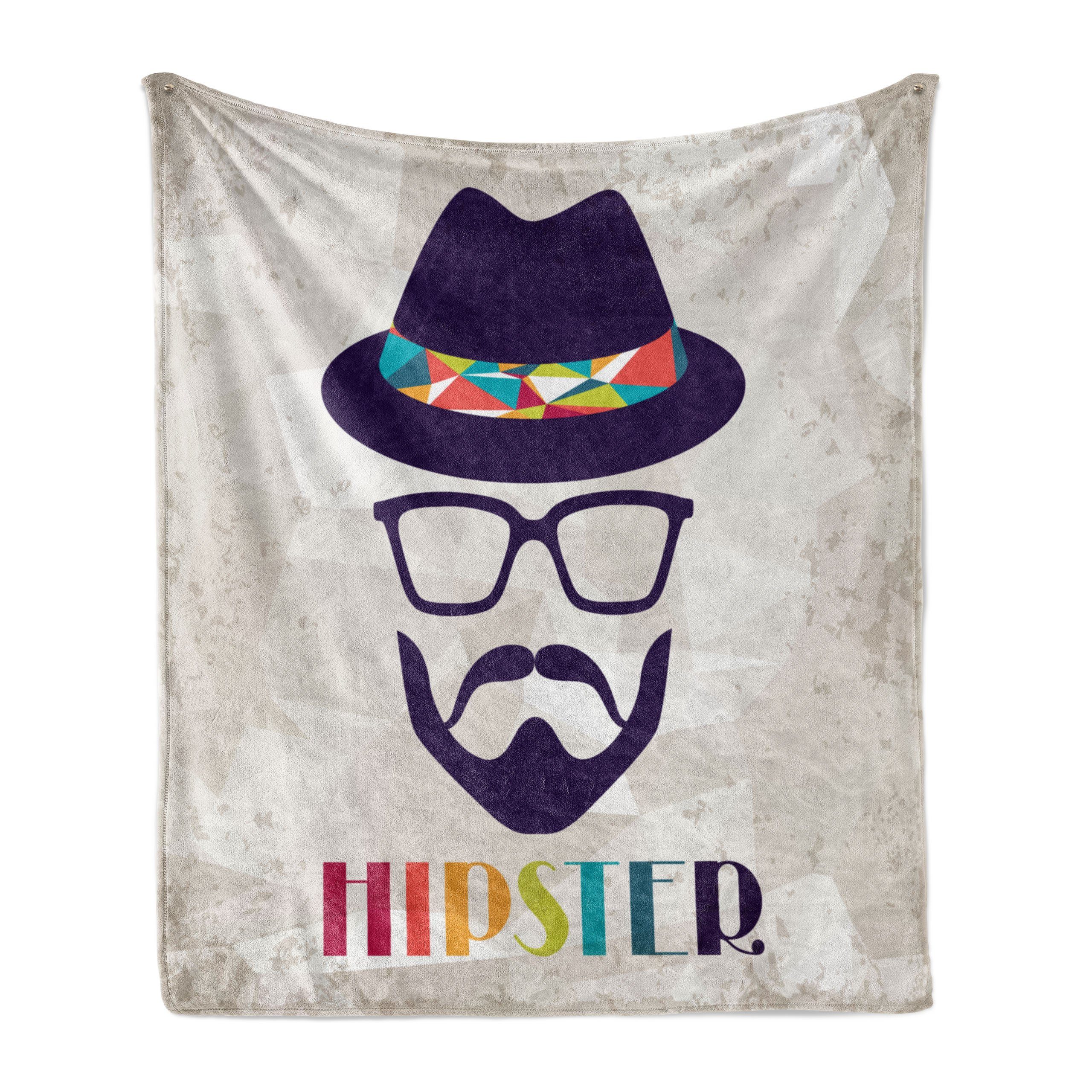 Abakuhaus, Hipster Hat für Gemütlicher Außenbereich, Plüsch Brille Man Wohndecke Bart und den Innen-