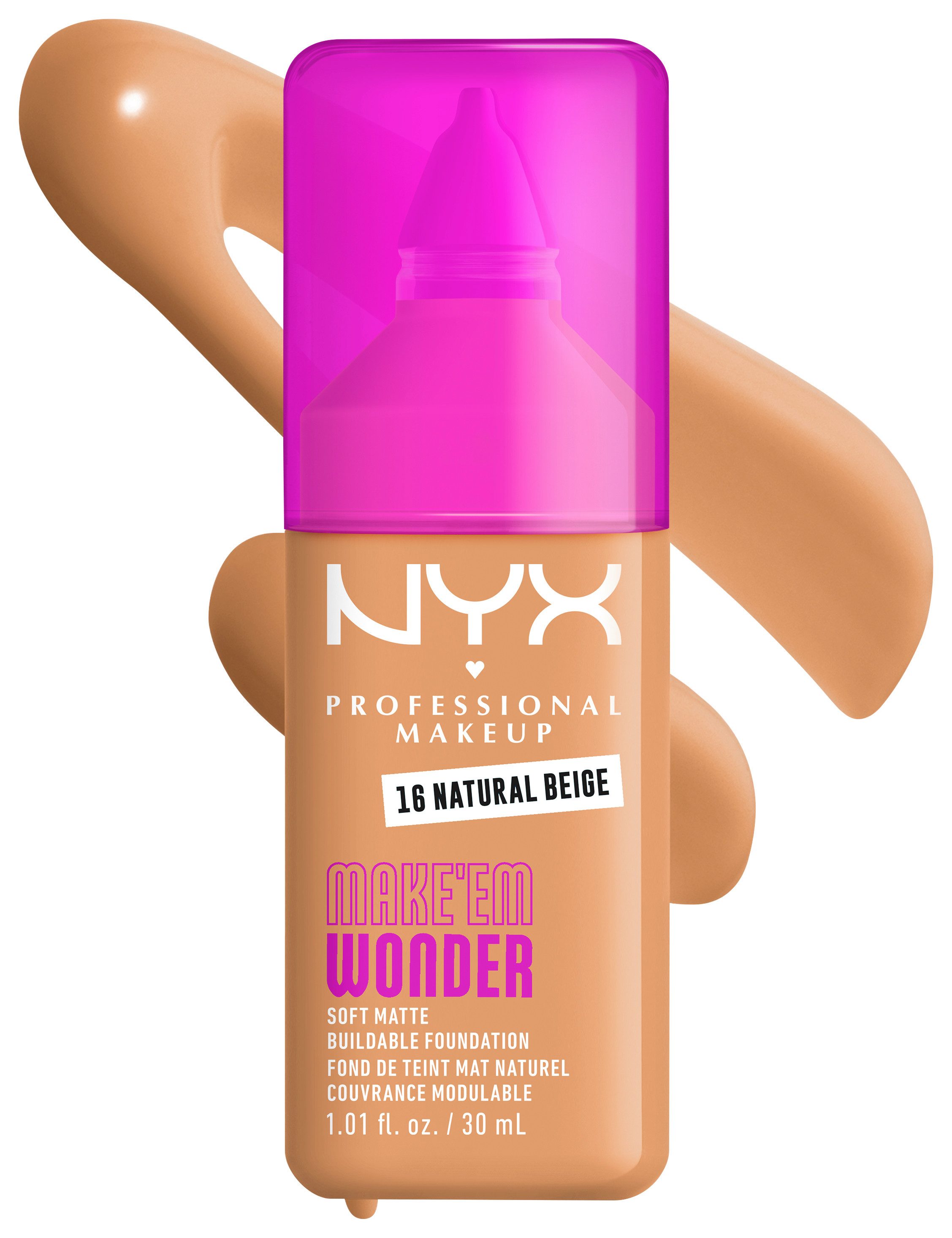 NYX PROFESSIONAL MAKEUP Foundation MAKE 'EM WONDER FOUNDATION, perfekter No-Makeup-Makeup-Look bis zum Full Glam