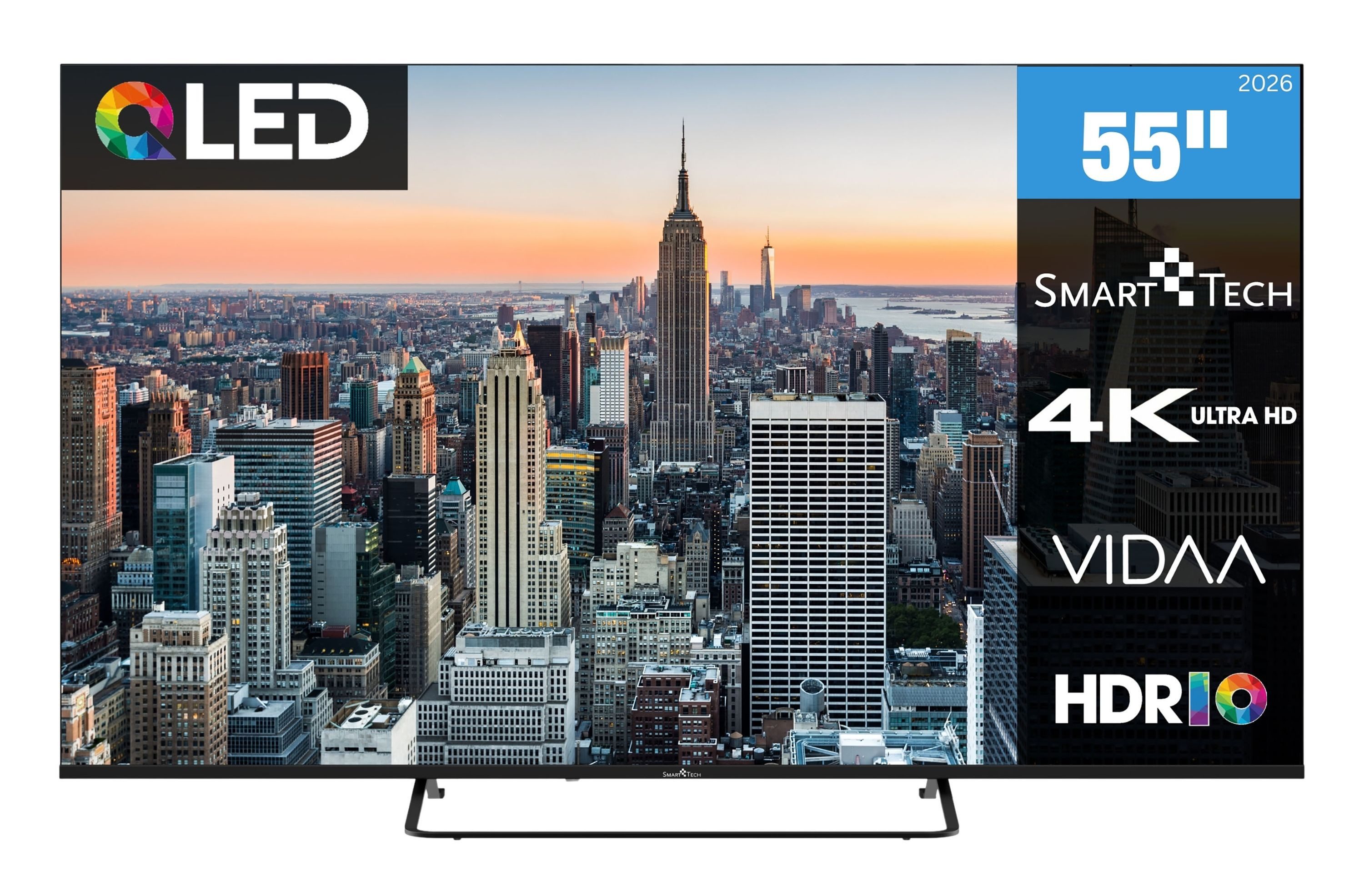 Smart Tech 55QV02K QLED-Fernseher (139 cm/55 Zoll, 4K Ultra HD, VIDAA Smart TV, VIDAA Smart TV, HDR, Bluetooth, Triple-Tuner)