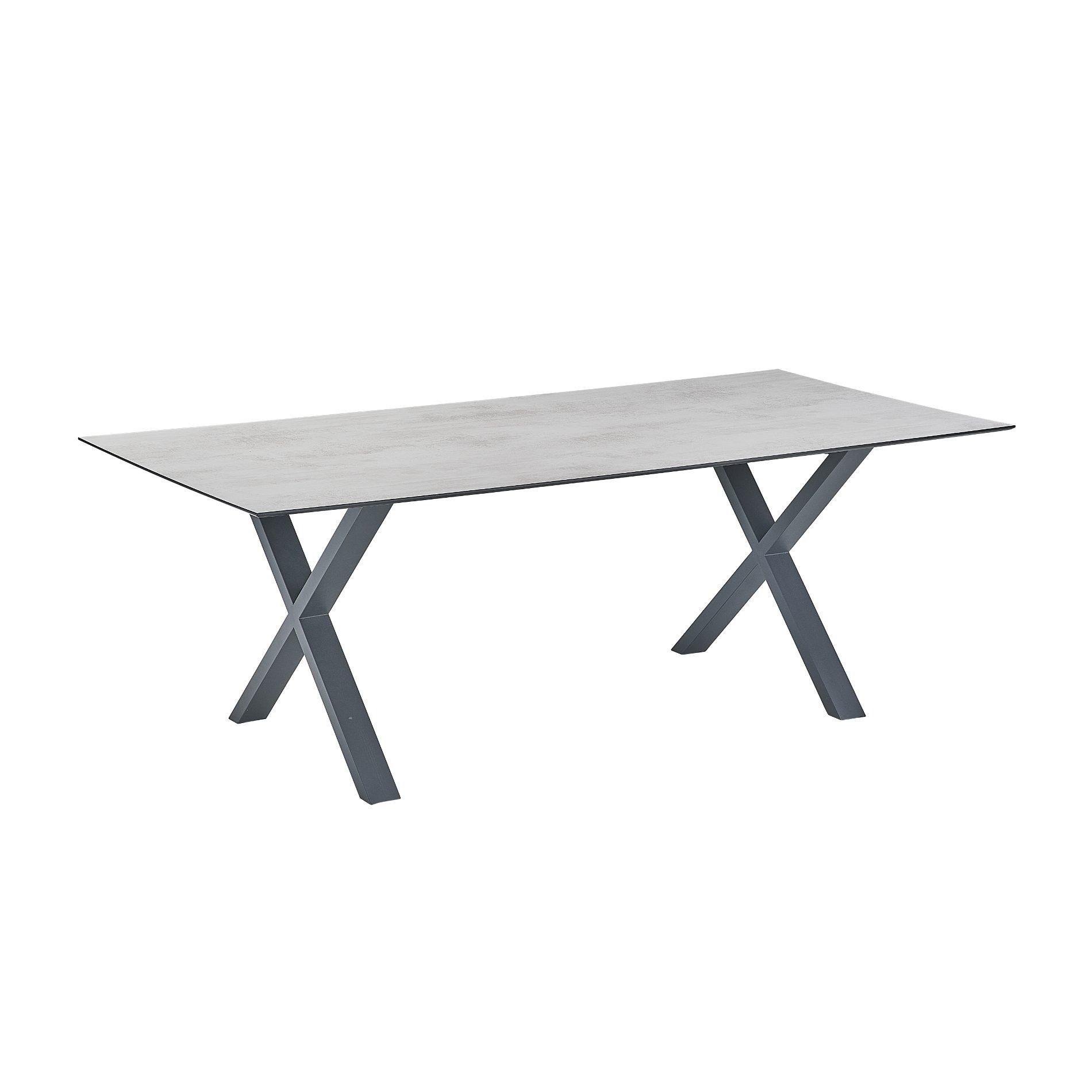 CASA DOMA Gartentisch Falerna, Edelstahl anthrazit/HPL, X-Gestell, 210x100 cm