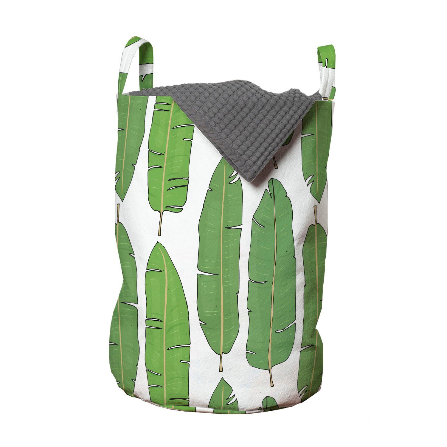 Abakuhaus Wäschesäckchen Wäschekorb mit Griffen Kordelzugverschluss für Waschsalons, Botanischer Paradiesvogel Laub
