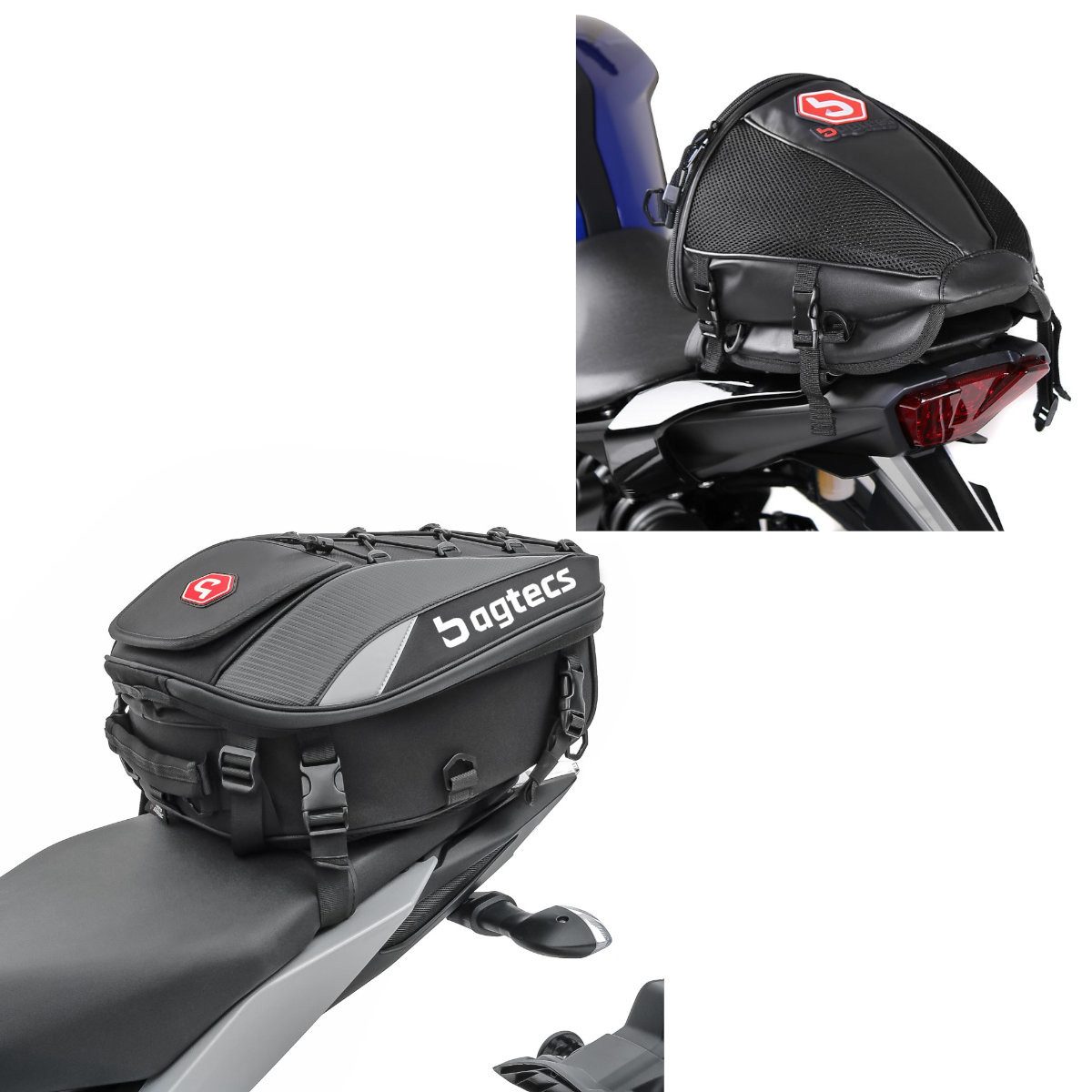 Bagtecs Reisetasche Set: Hecktasche Race passend für Soziussitz + Hecktasche X30 Soziustas