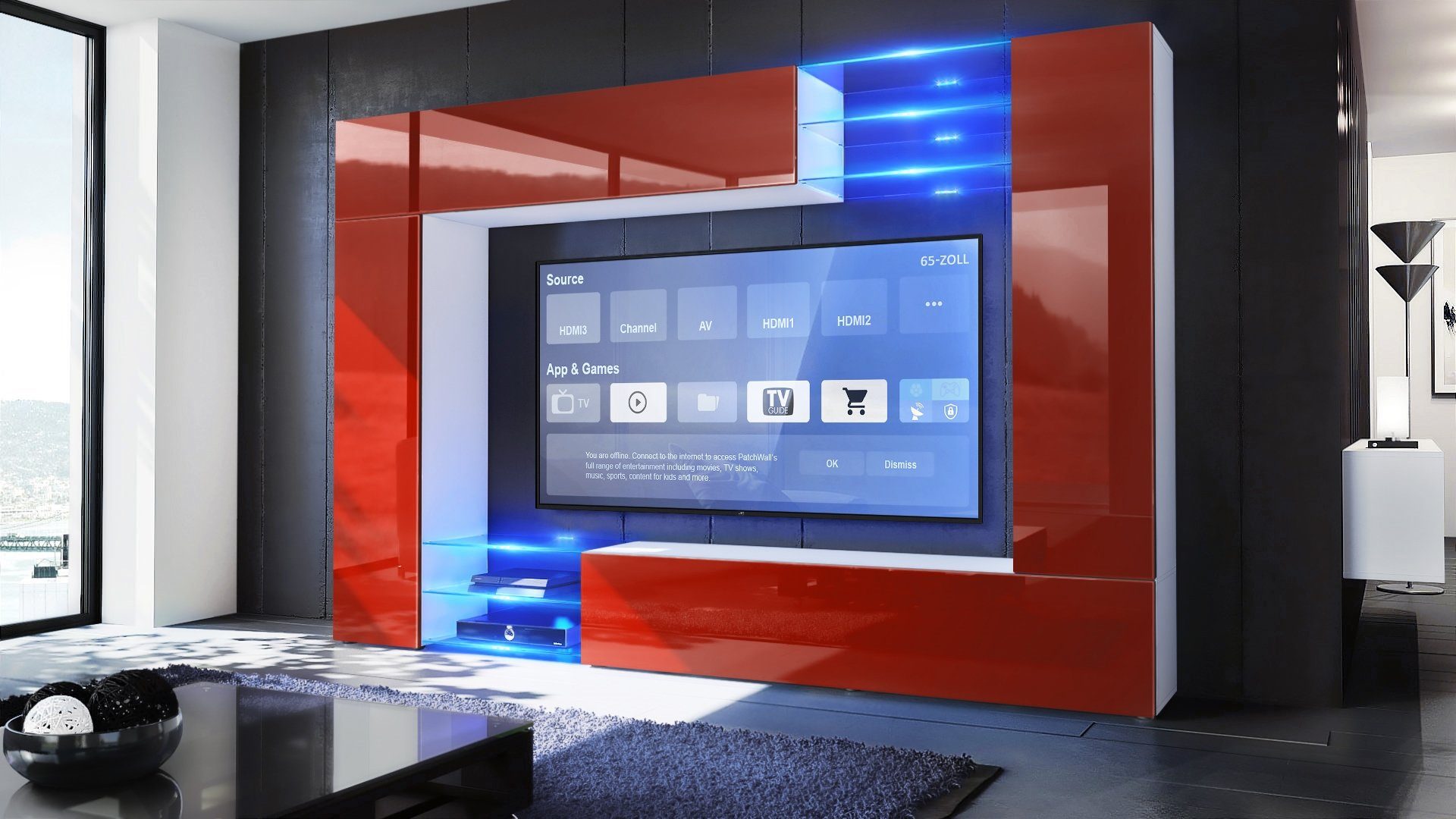 Vladon Wohnwand Mirage, (Anbauwand mit Rückwand mit 2 Türen, 2 Klappen und günstig online kaufen