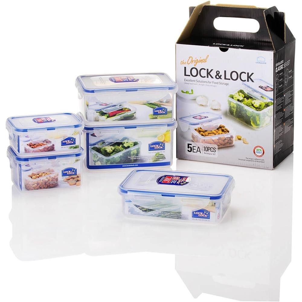 LocknLock Vorratsdose Frischhalte-Set 3 x 1,4 L, 4-fach-Verschluss, feuchtigkeitsdicht, BPA-frei, spülmaschinenfest