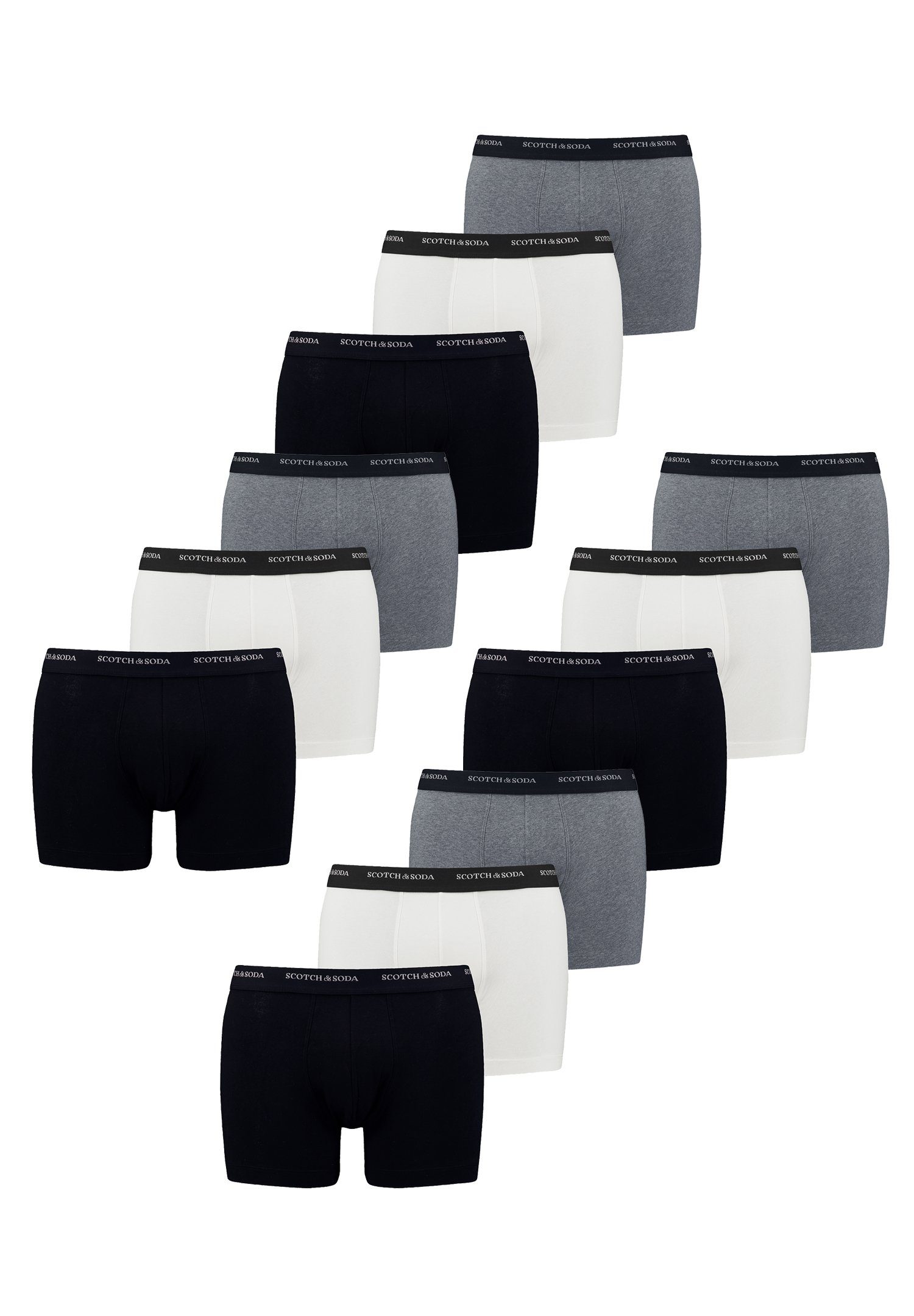 Black Boxershorts / Pack (Packung, Base Grey Scotch Boxer 12-St., Logo White 12er-Pack) / SCSO Soda Men 12er &