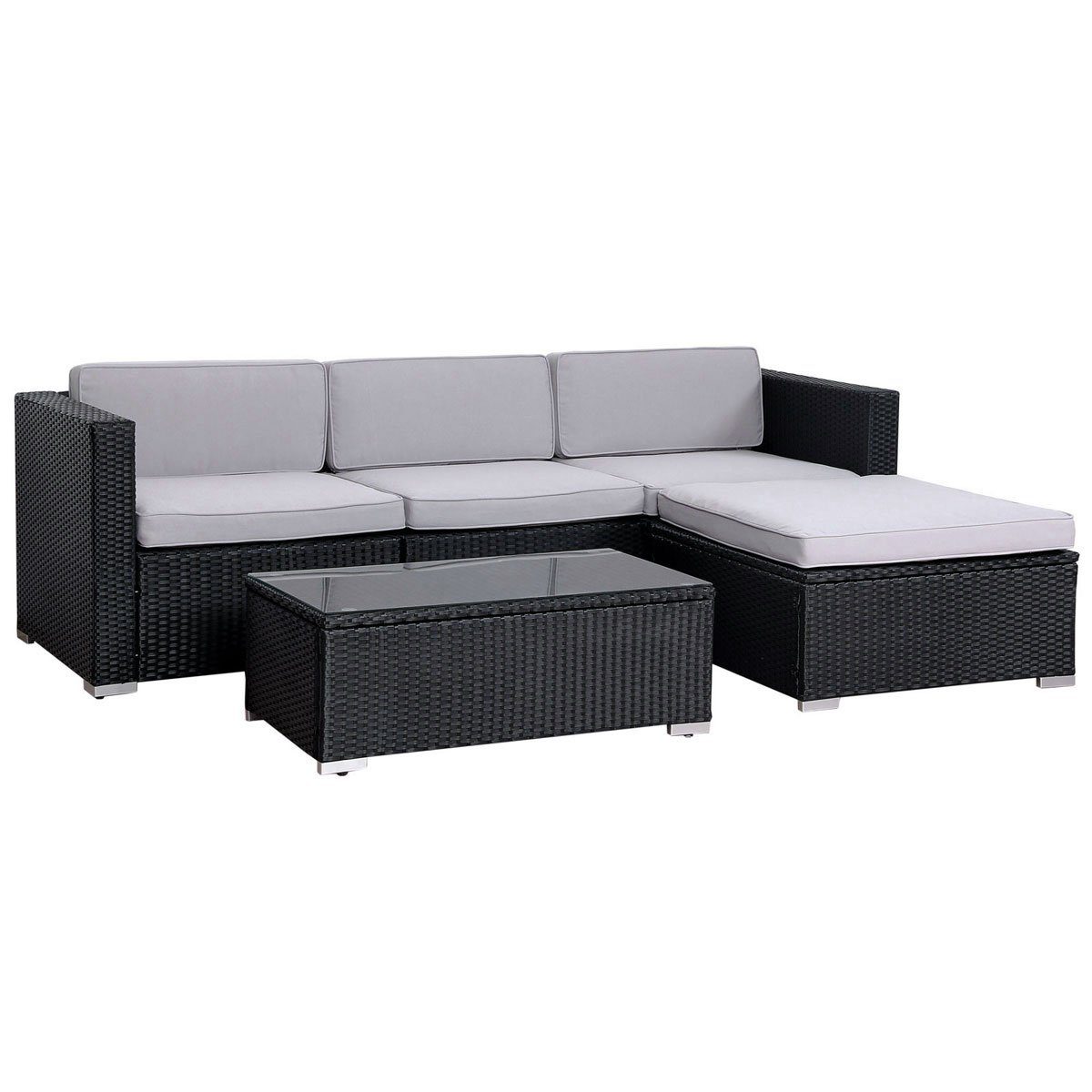Ecksofa 2Stk.Poly Rattan Gartenmöbel Lounge Gartensofa mit Rückenkissen Sofa DE 