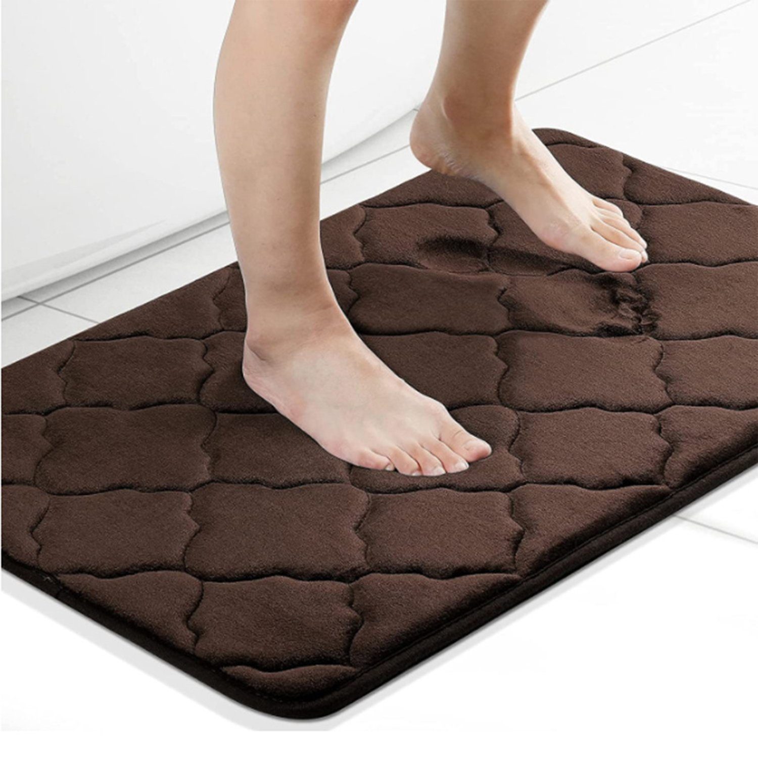 Uana saugfähiger Bodenmatte Bodenmatten-Badezimmerteppich braun (1-St) rutschfester, Weicher,