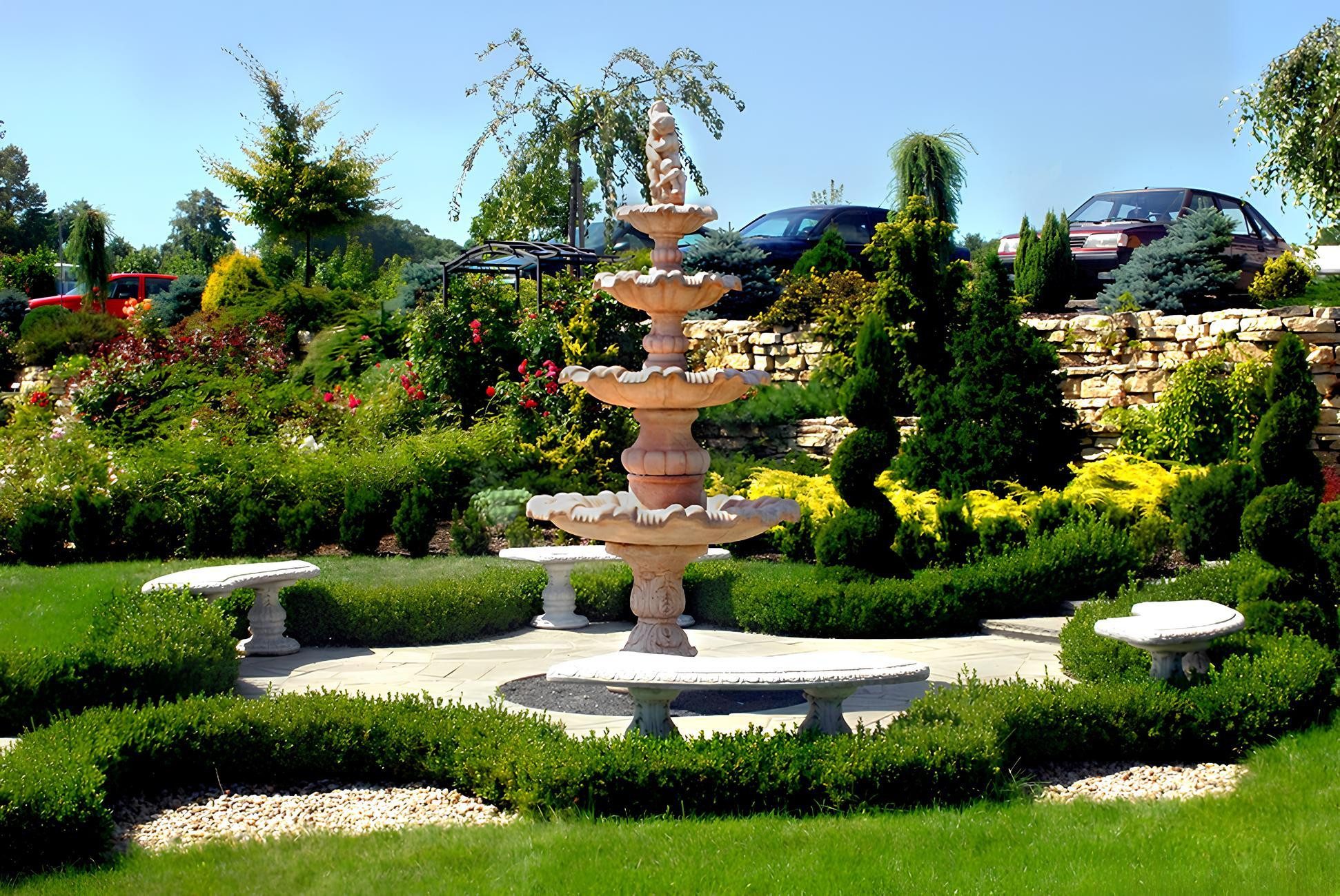 JVmoebel Gartenbrunnen Eleganter Wasserbrunnen mit beruhigendem Plätschern und Fontäne, (1 tlg., Artikel 1029), Made in Europa