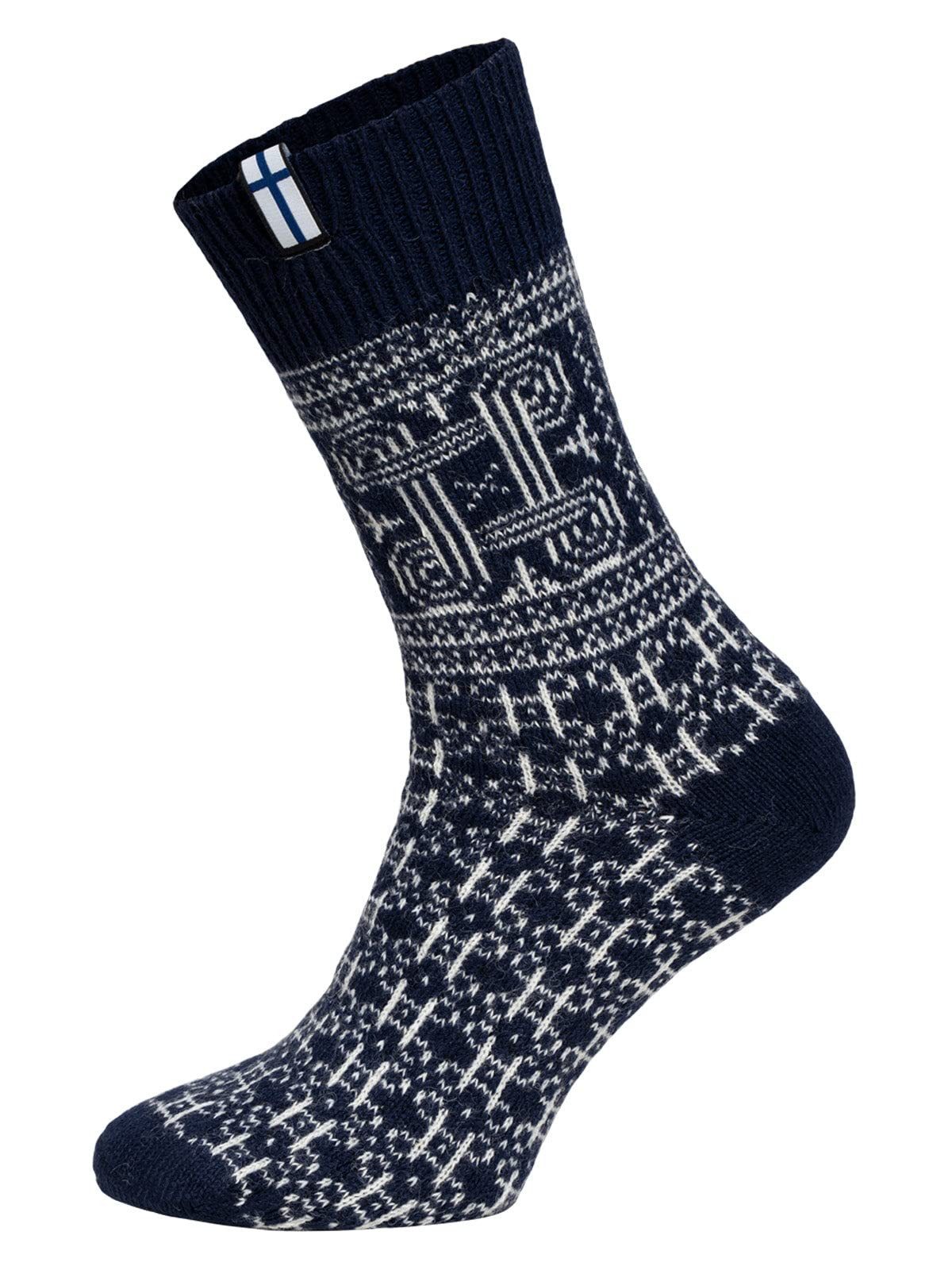 HomeOfSocks Socken 60% Wollsocken Finnland Flagge & Glückssymbol Hannunvaakuna Motiv, Finnland Flagge