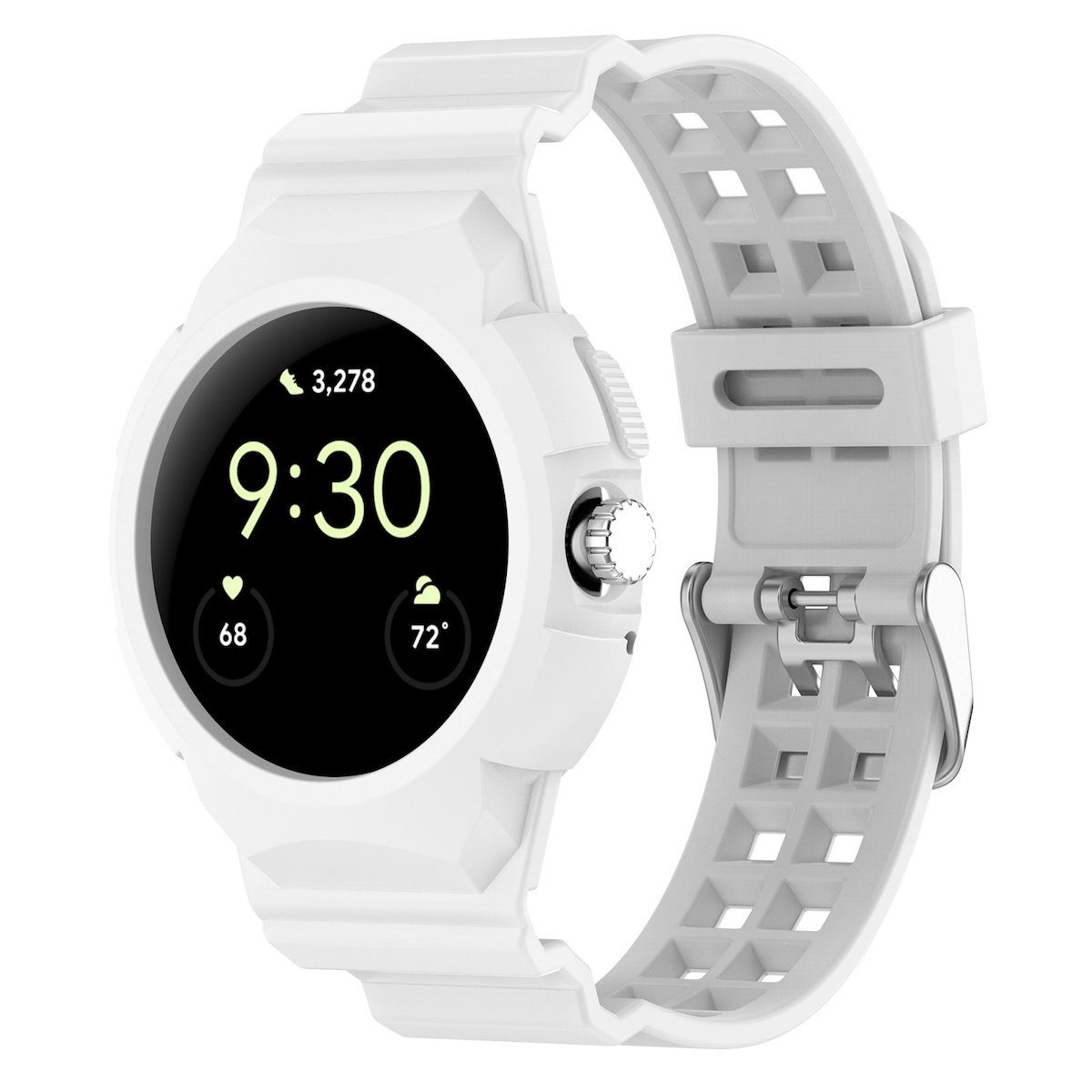 Smartwatch-Armband Gehäuse mit Armband Silikon Wigento + 2 Für Pixel Weiß Watch 1 Google Schutz
