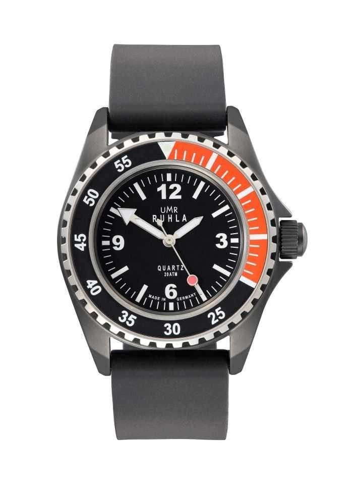 UMR Ruhla Taucheruhr Kampfschwimmer Uhr, limitierte Edition, 44 mm Edelstahlgehäuse, 13-03, Kautschukband, 20 ATM wasserdicht - Made in Germany
