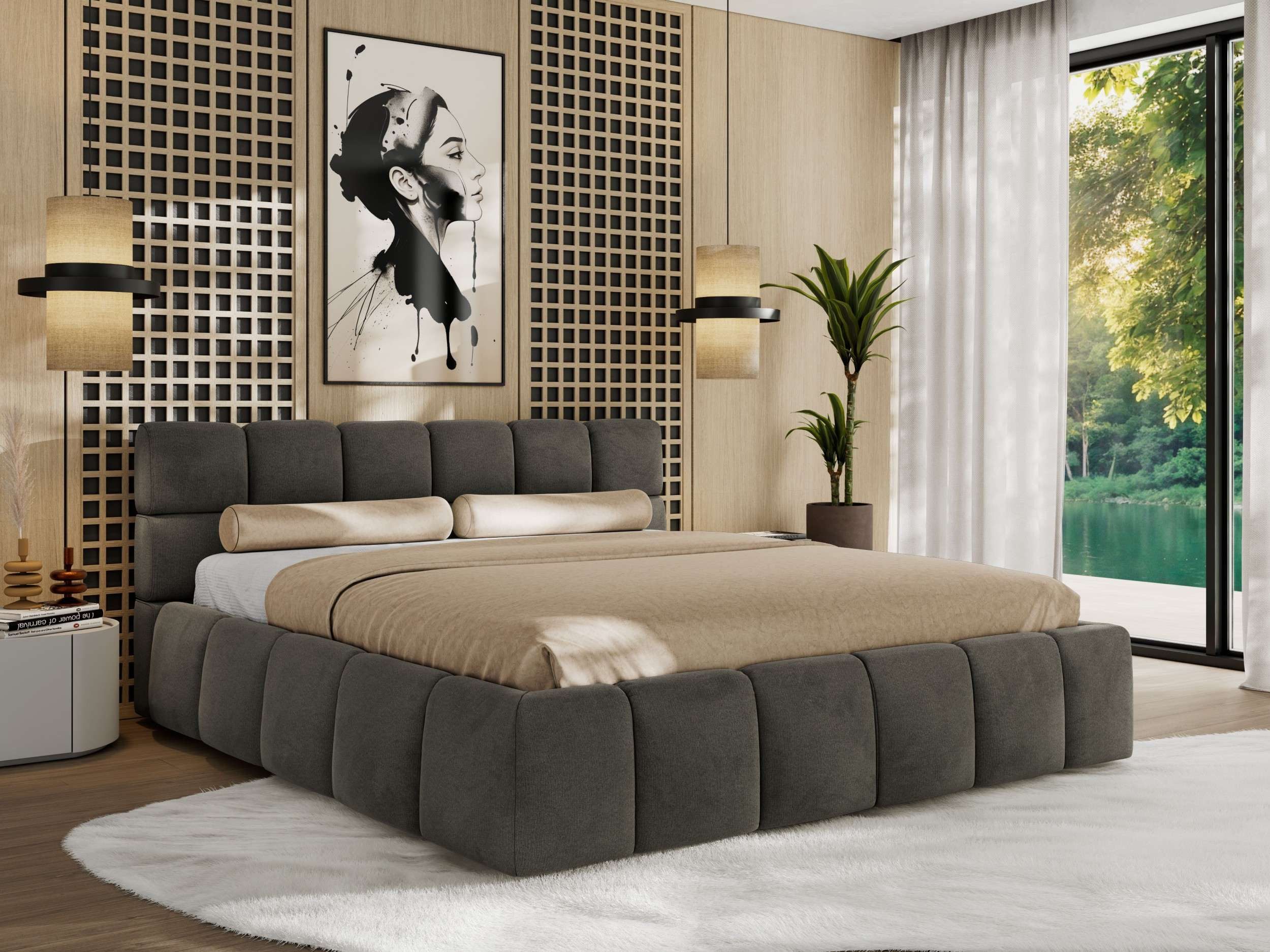 MKS MÖBEL Polsterbett NIRA Classic (Designerbett mit Bettkasten, skulptural günstig online kaufen