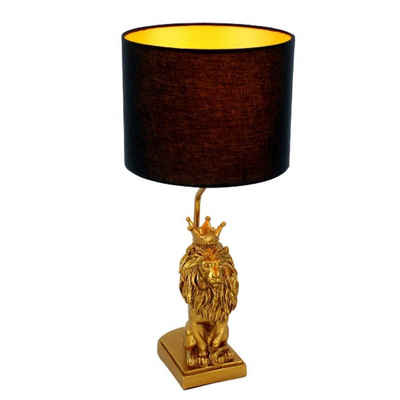 Bada Bing Tischleuchte Lampe Löwe 51 cm Löwenlampe Gold Lion King, ohne Leuchtmittel, Tischlampe, Inklusive Lampenschirm