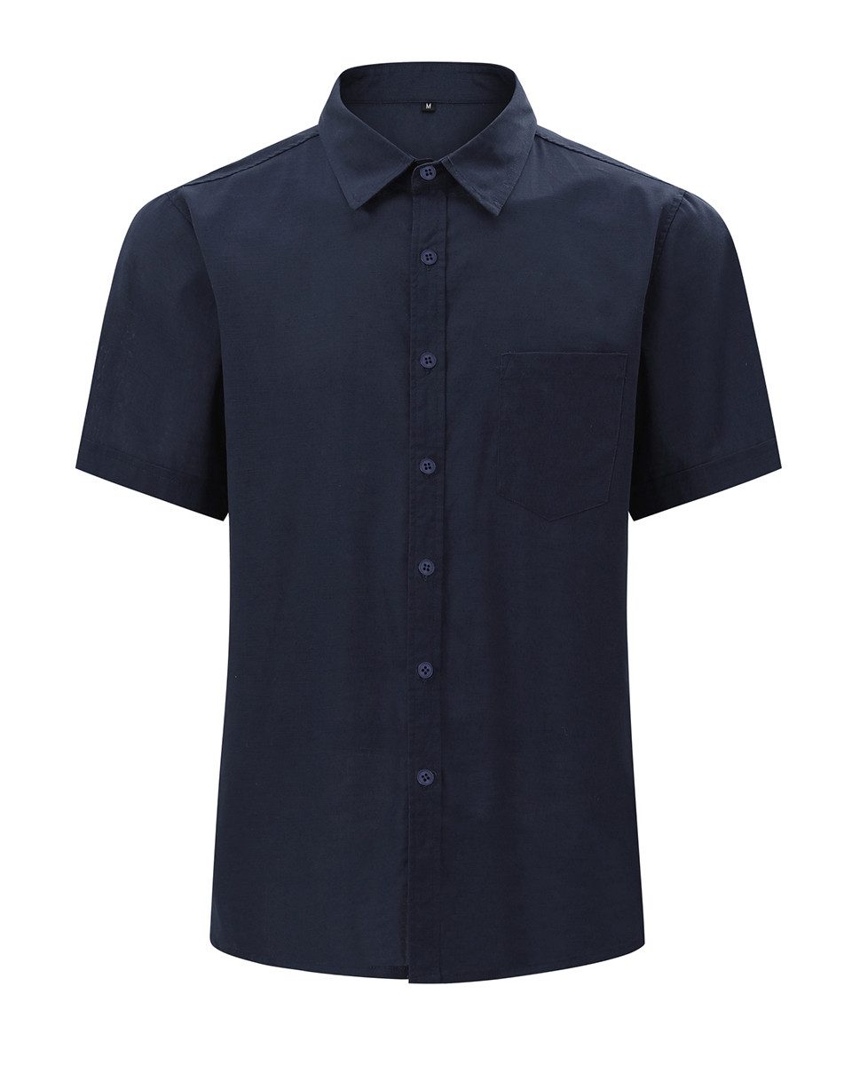 Allthemen Kurzarmhemd Herren Business Leinenhemd mit Reverskragen Kurzarm Elegant