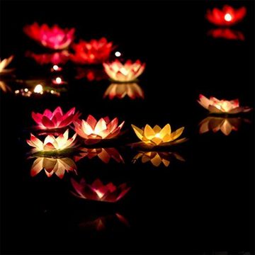 GelldG Kerzenlaterne Schwimmkerzen Lotus Kerzen Wasserlaterne Künstliche Lotosblüte