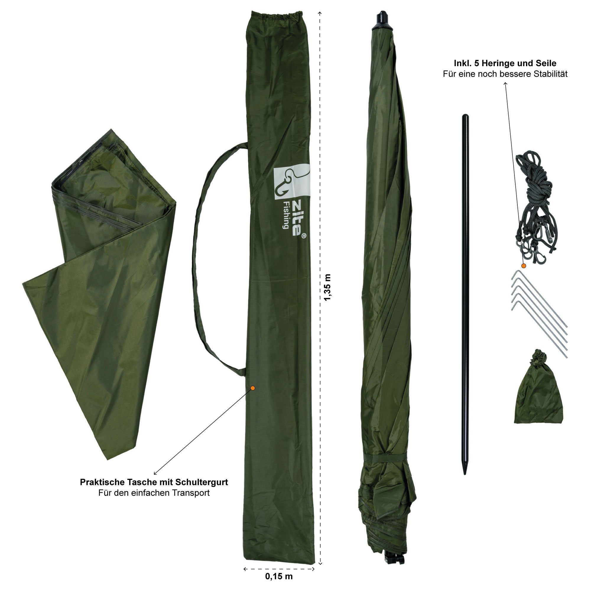 Zite Angelschirm Schirmzelt 250cm mit abnehmbarem günstig online kaufen