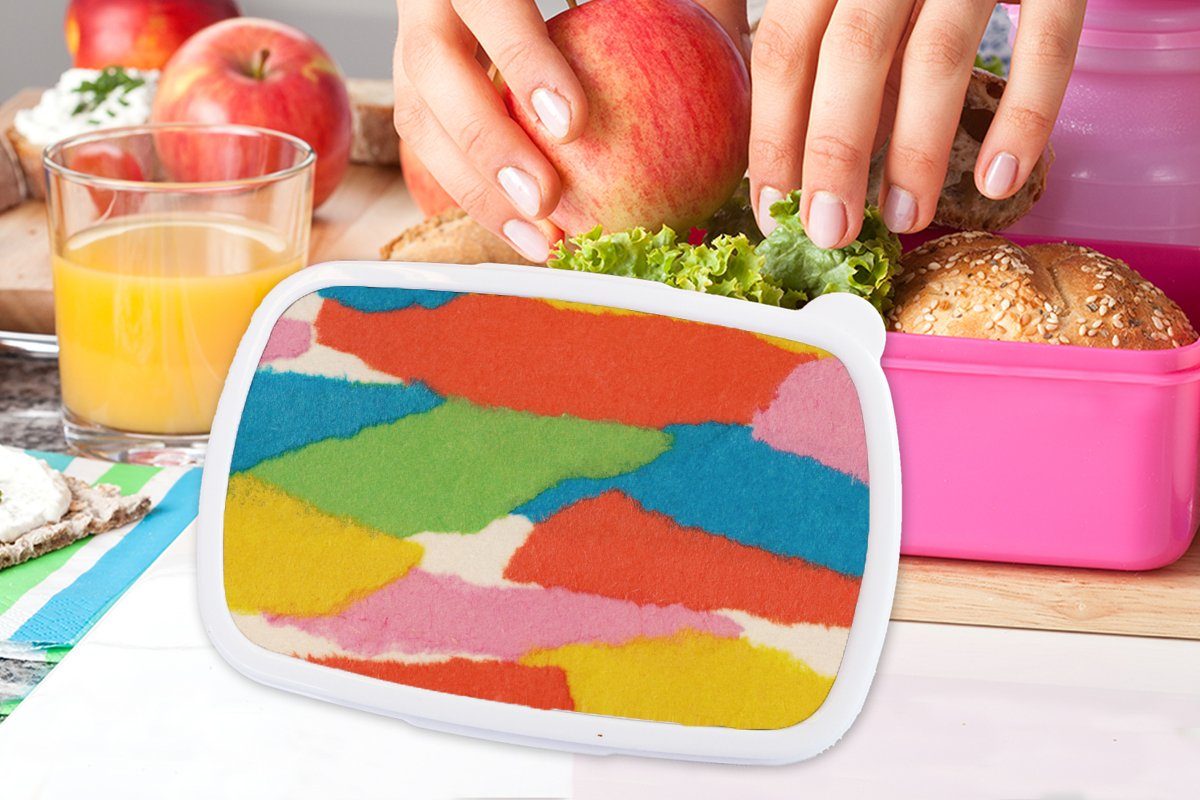 Brotbox - - Lunchbox Kinder, Grün (2-tlg), Erwachsene, Brotdose Mädchen, - für Retro, Formen - rosa Rot Snackbox, Abstrakt Kunststoff MuchoWow Kunststoff,