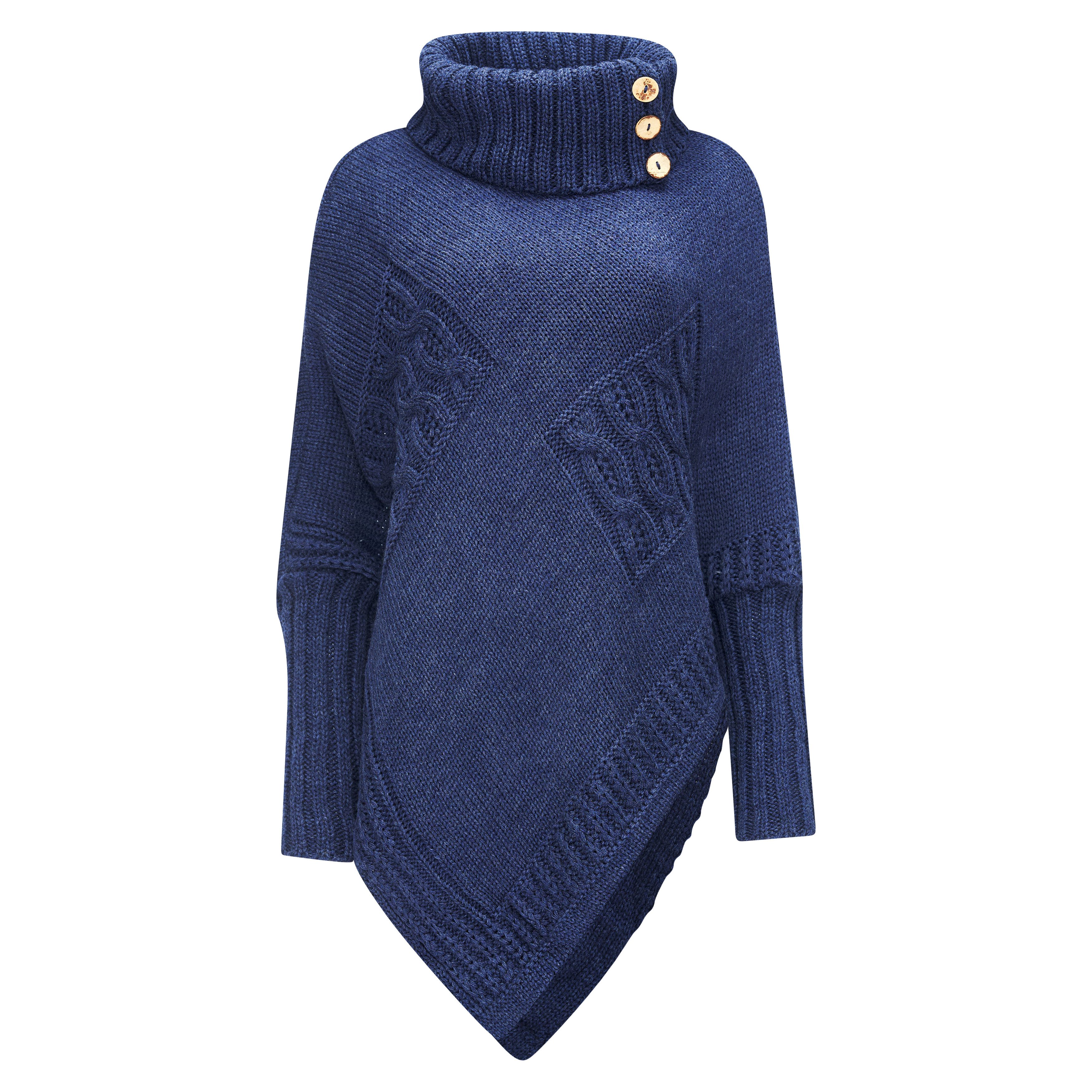 Mississhop Strickponcho Poncho Strick Sweatshirt Pullover günstig online kaufen