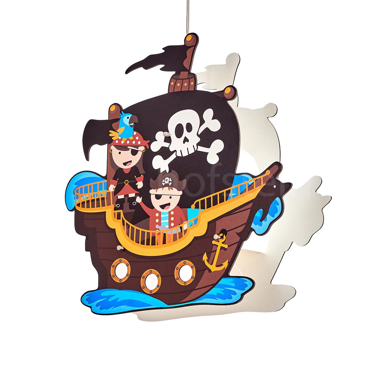 hofstein Pendelleuchte »Roncolongo« bunte Hängelampe mit Piraten-Motiv aus günstig online kaufen