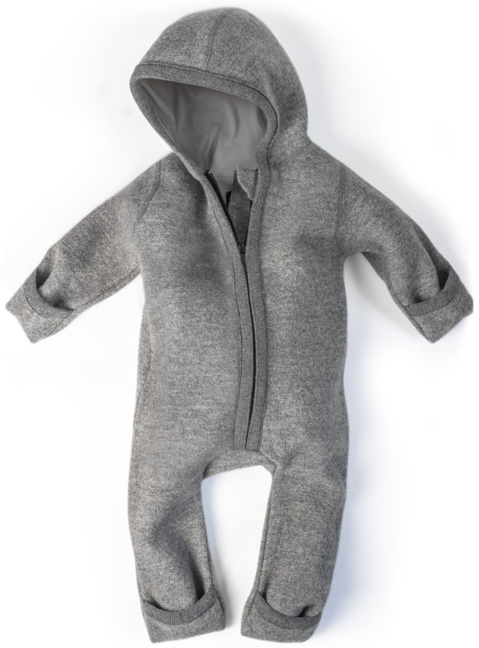 Ehrenkind Overall Walkoverall Baby aus Merino Schurwolle mit Reißverschluss (Grau, Gr. 50-56) Wollwalk Overall Baby 50/56