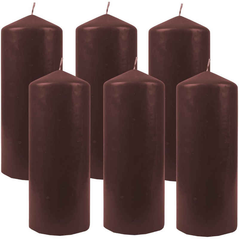 HS Candle Stumpenkerze Blockkerze (6-tlg), Wachskerzen Ø6cm x 13,5cm - Kerze in vielen Farben