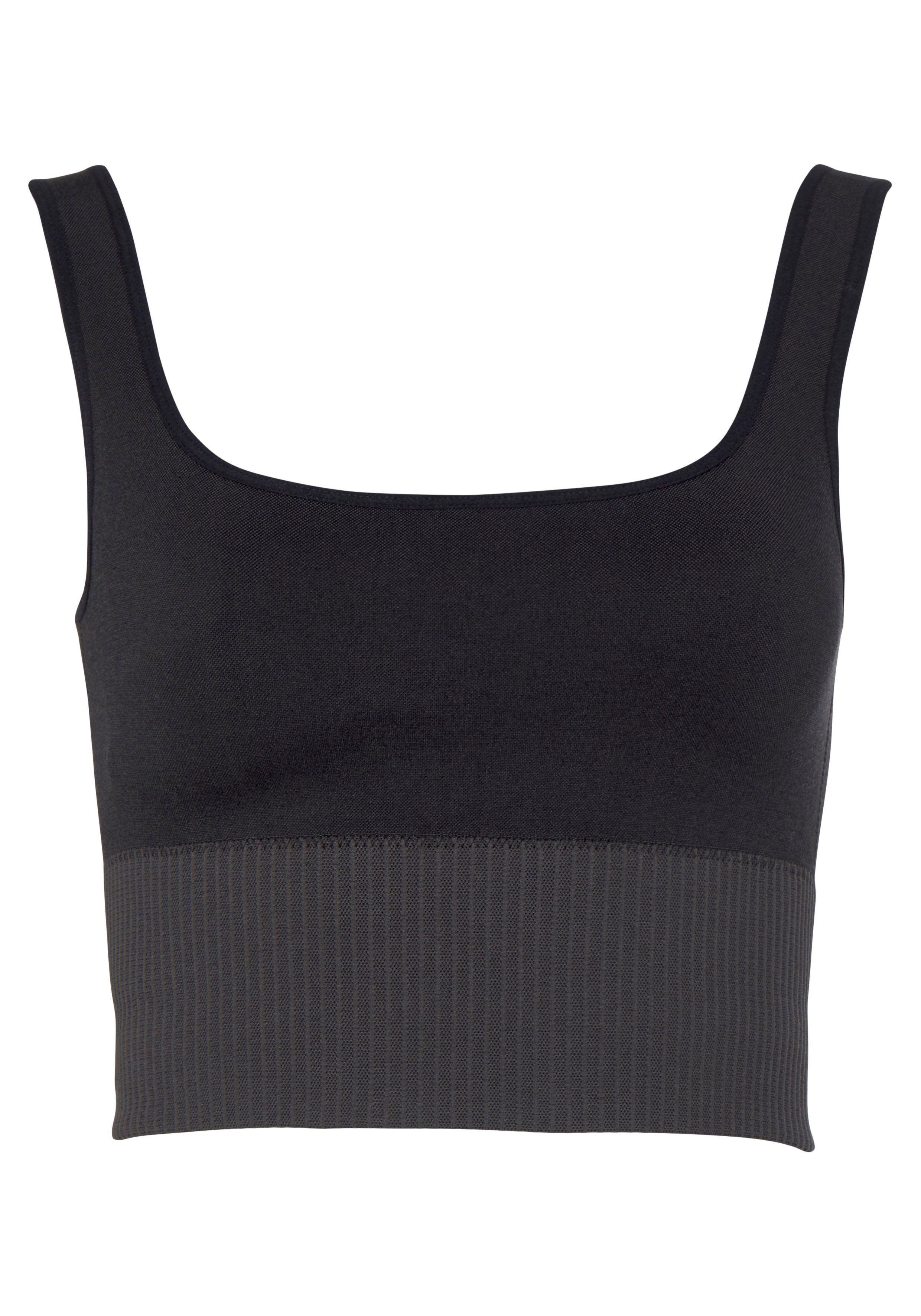 Seamless schwarz Lico Rippbund Funktionsshirt mit breitem