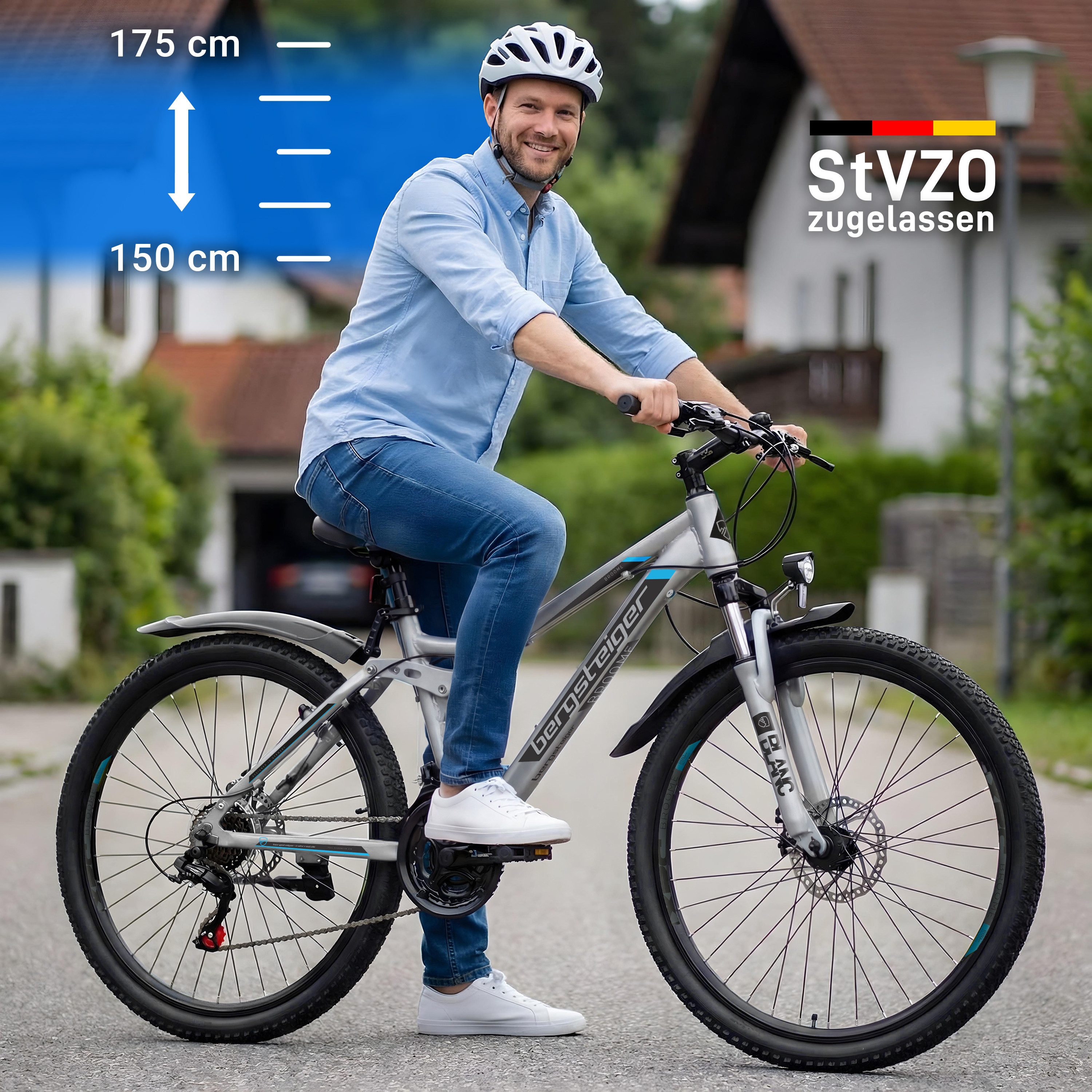 bergsteiger Kinderfahrrad Broome 24, 26 Zoll, Damen, Herren, Mountainbike, 21 Gang Shimano Shimano Tourney Schaltung Schaltwerk, Kettenschaltung, Scheibenbremsen