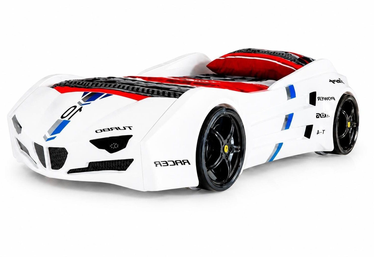 Xlmoebel Autobett Rennwagen Autobett Kinderbett Weiß Sportwagen Racer Turbo (1-tlg., 1-tlg)