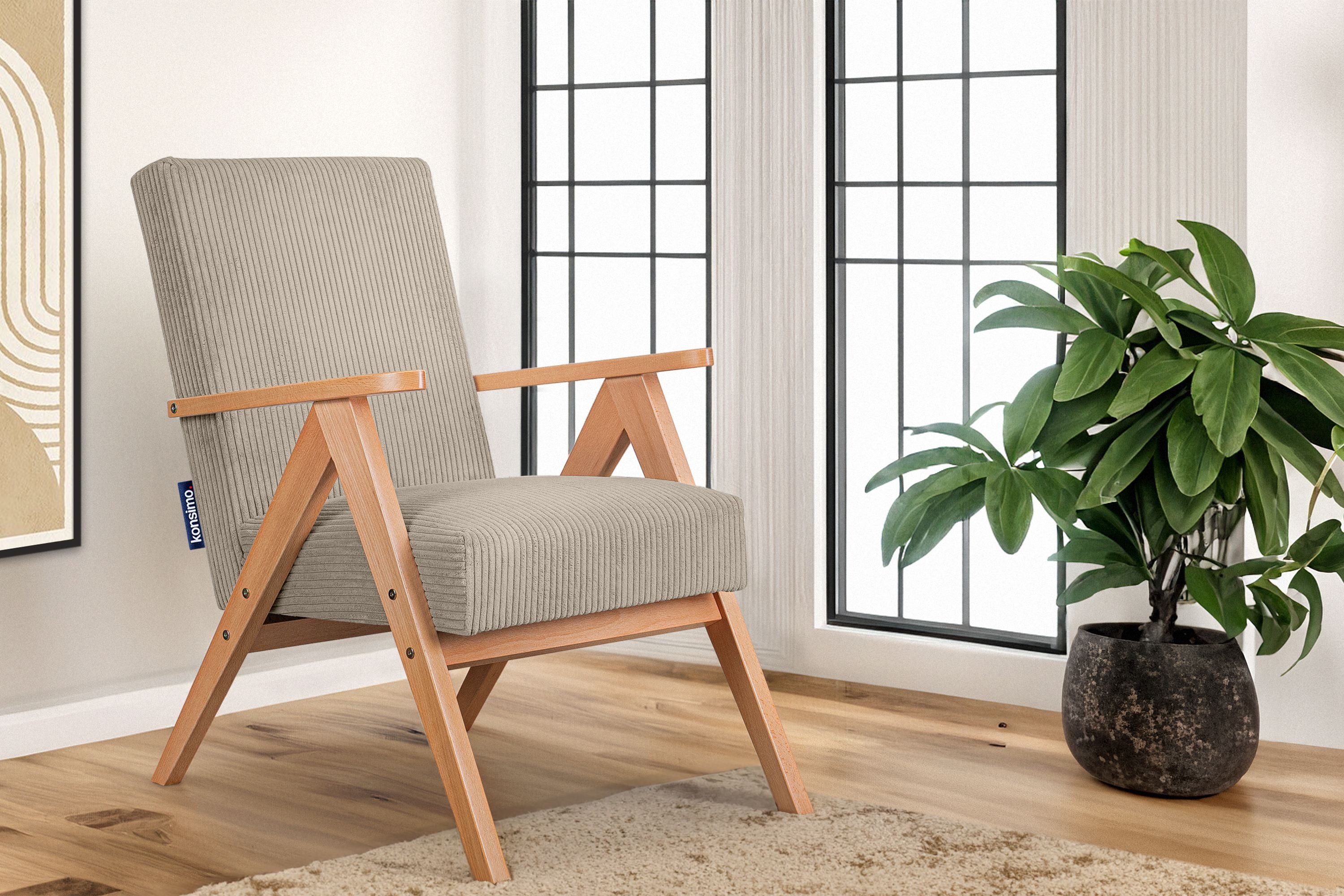 Konsimo Cocktailsessel aus profilierte lackiertem Rückenlehne Holz, Rahmen Sessel, NASET