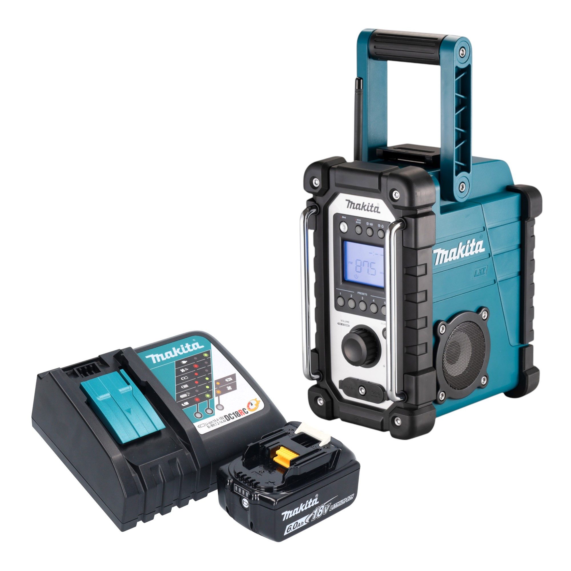 Makita DMR 116 RG1 14,4 - 18 V AM FM AUX + 1x Akku 6,0 Ah + Ladegerät Baustellenradio