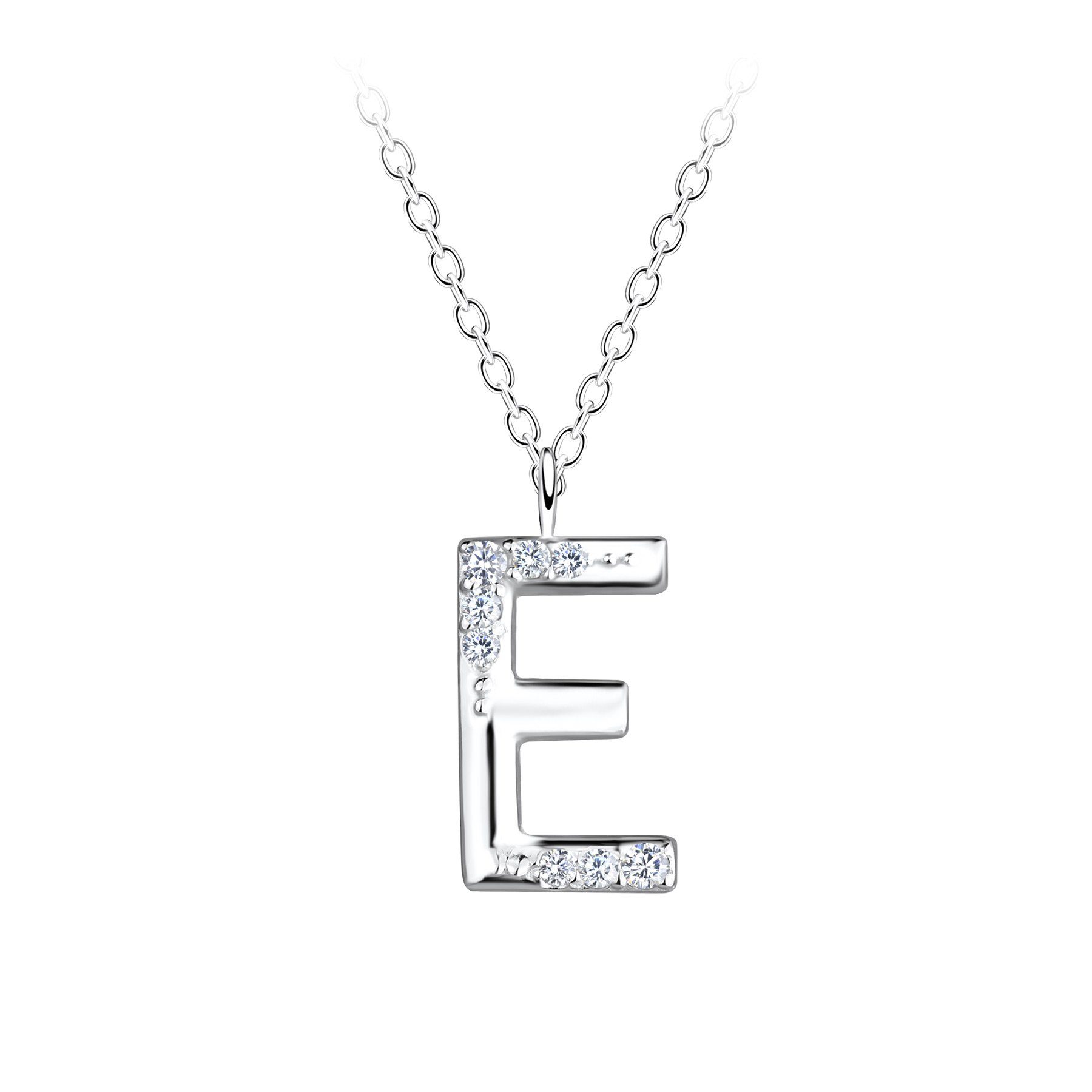 ALEXANDER YORK Kette mit Anhänger Buchstabenanhänger E, 2-tlg., 925 Sterling Silber