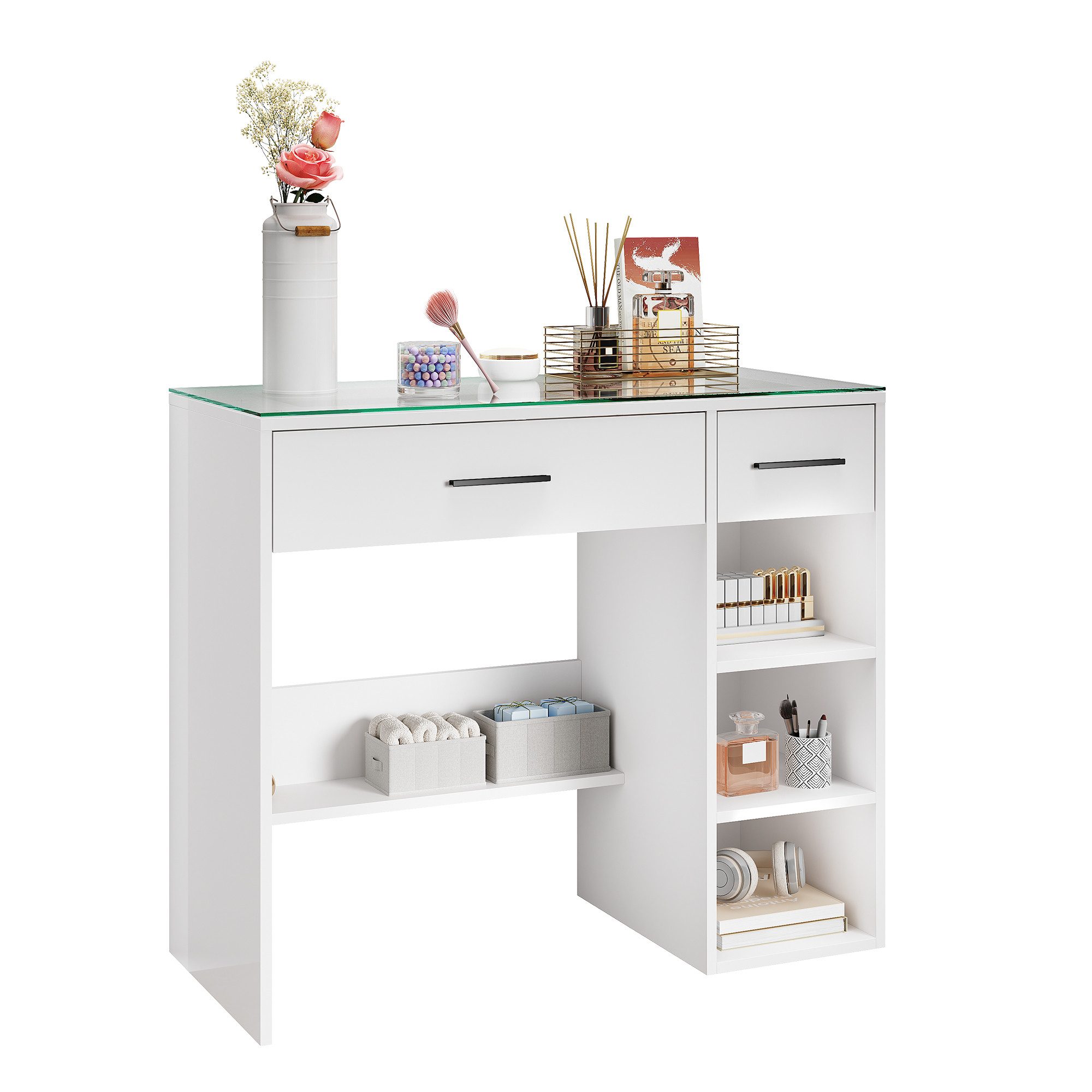 SONNI Schminktisch Schminktisch,Toilettentisch mit Schubladen,90x77x40cm