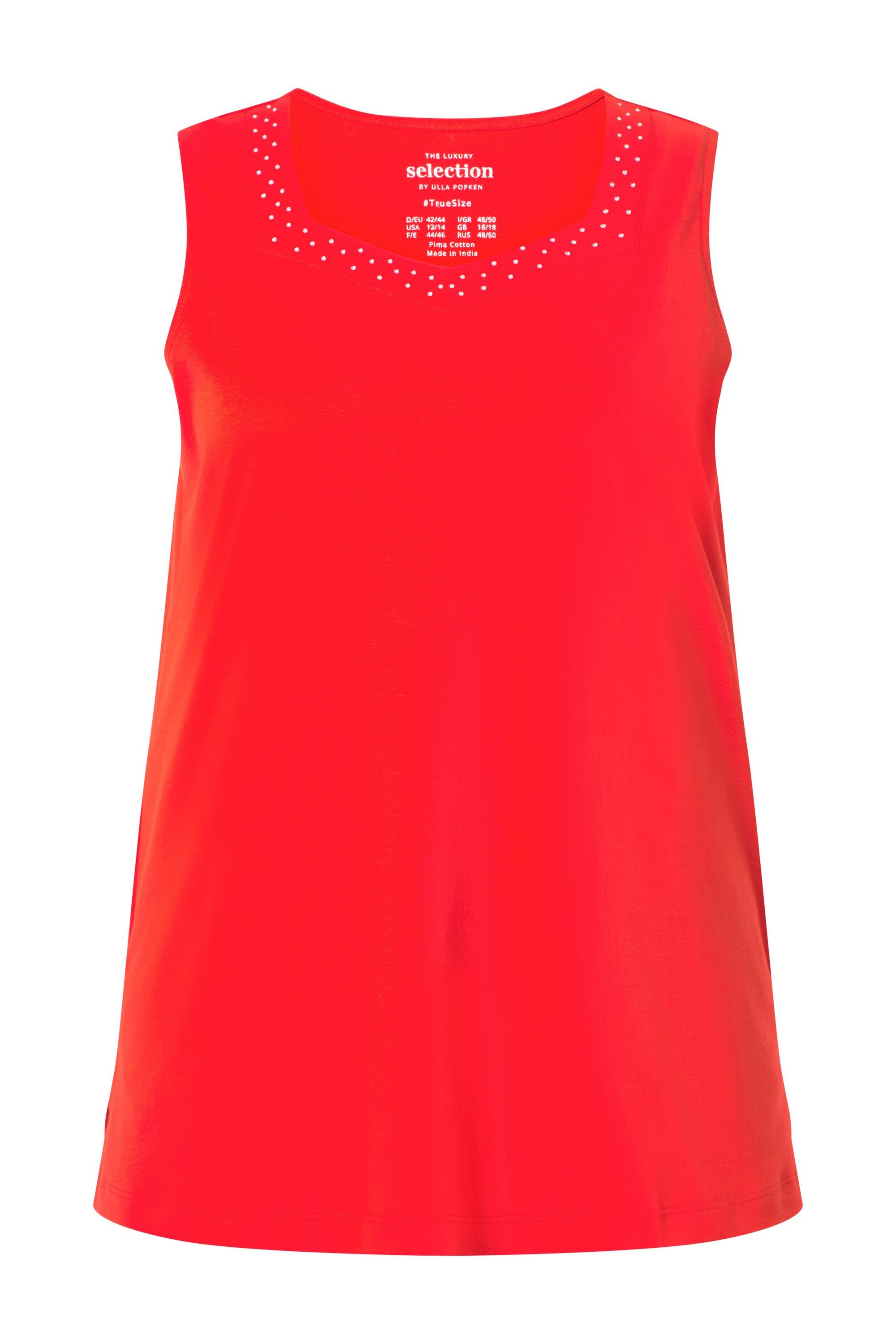Ulla Popken Longtop Top A-Linie Herzausschnitt ärmellos Pima Cotton