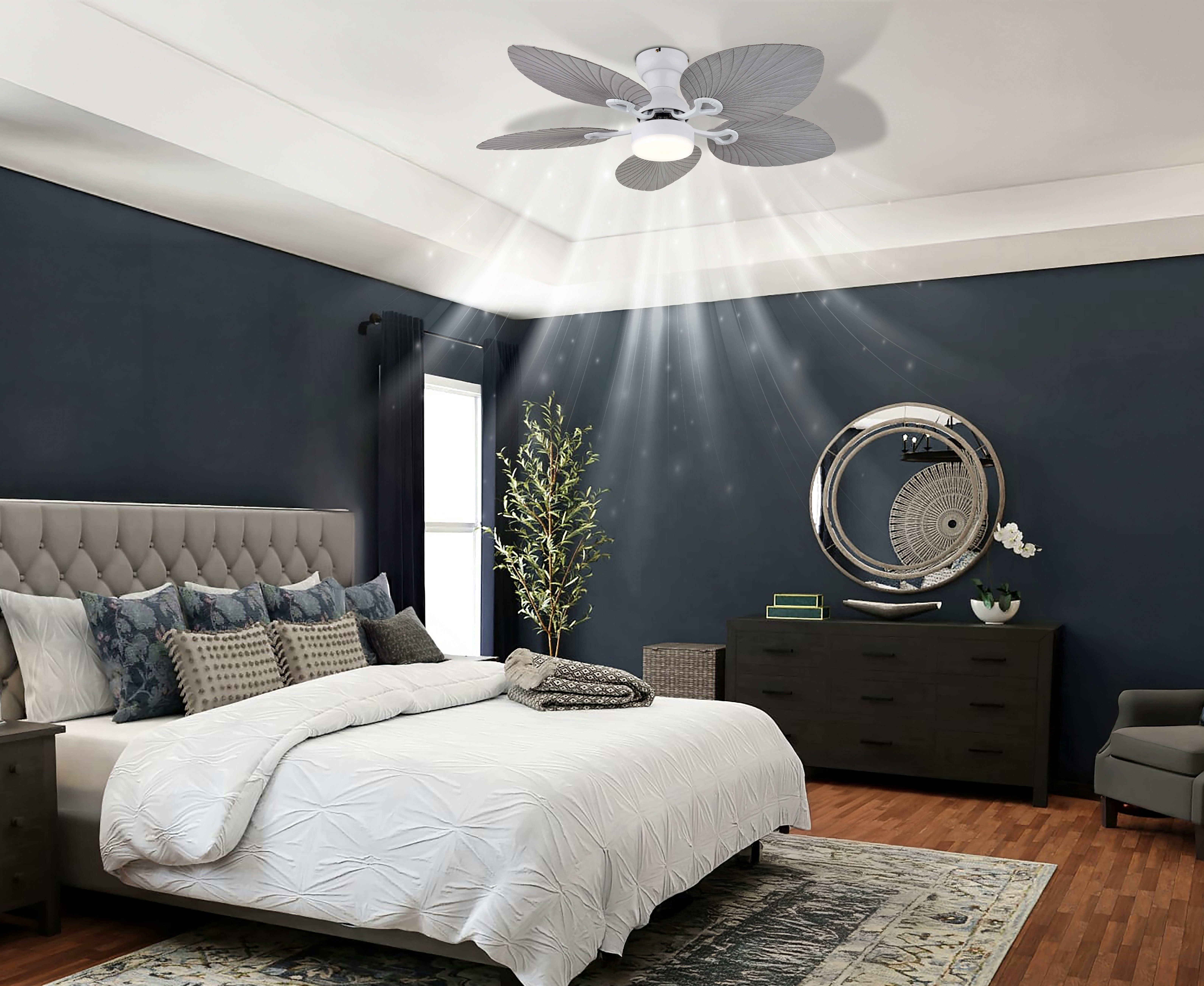 GLOBO LIGHTING Deckenleuchte ELISE, Memoryfunktion, Timerfunktion, Ventilatorfunktion, LED fest integriert, warmweiß - kaltweiß, Ventilator kühlen-heizen holzoptik CCT 3000/4500/6000K