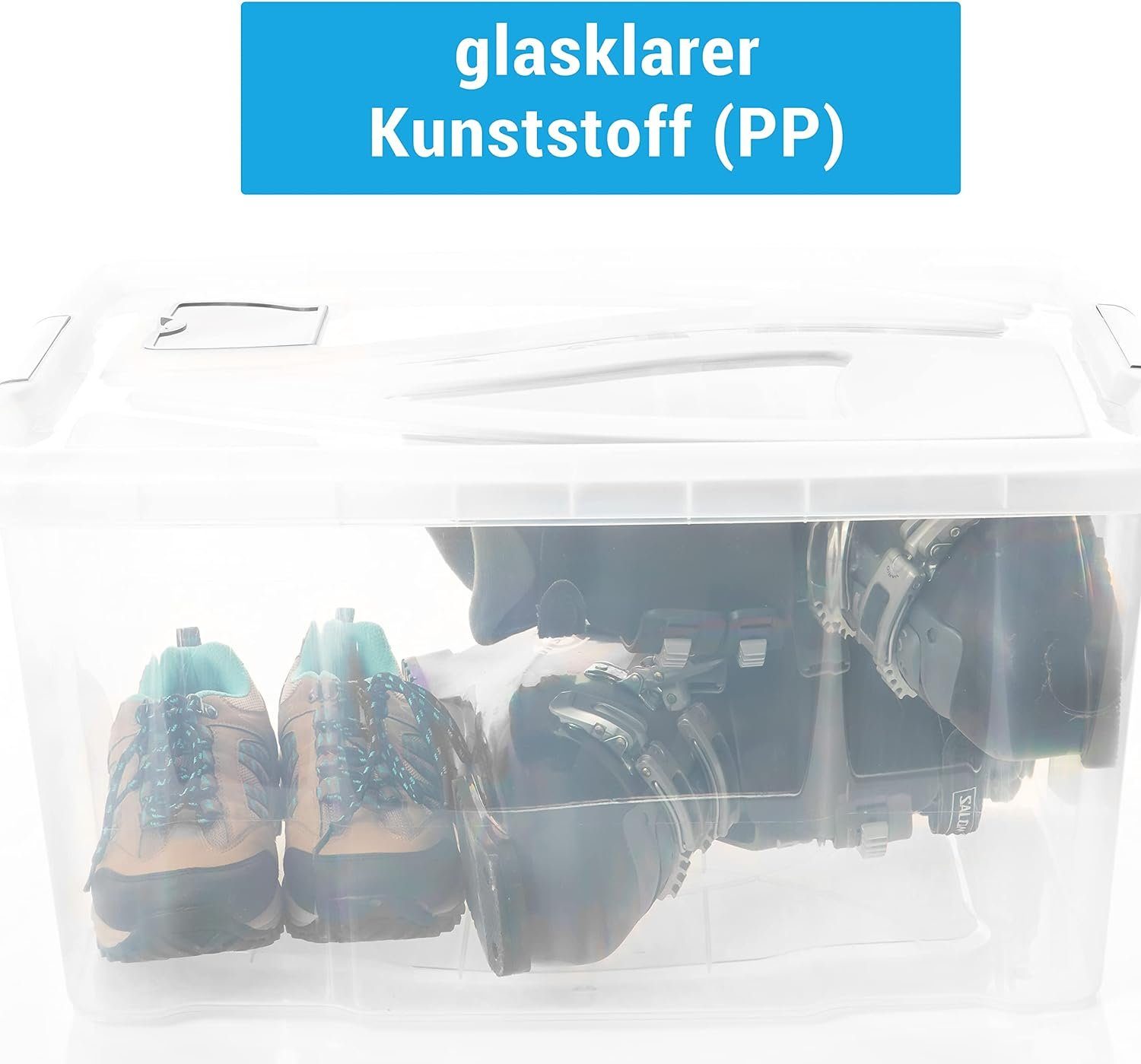 Centi Aufbewahrungsbox 2 Stk. Aufbewahrungsbox mit Deckel Groß (H 29 cm x B 62 cm x T 45 cm V = 60 L), Kisten Aufbewahrung mit Deckel, Griffen und Lüftungsklappe