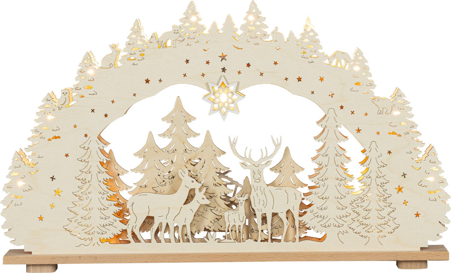 SAICO Original LED Schwibbogen 3D-Lichterbogen, Waldidylle, Premium LED-Beleuchtung, warmweiß, BxHxT: 66x39x6 cm