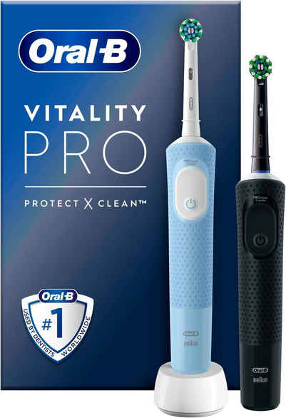 Oral-B Elektrische Zahnbürste Vitality Pro Doppelpack, Aufsteckbürsten: 2 St., Indikator-Borsten