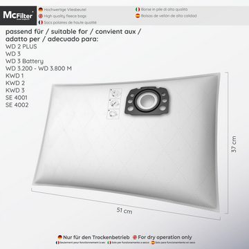 McFilter Staubsaugerbeutel geeignet für Kärcher + Patronenfilter, passend für KFI 357, WD 2 Plus, WD 3 Serie, KWD 1-3, SE 4001, SE 4002, 11 St., wie 2.863-314.0, für Nass-/Trockensauger