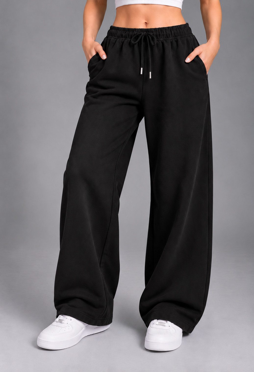 R-CAMP Jogginghose, Sweathose Damen Baumwolle Weites Bein Hosen (Packung, 1-tlg., Jogginghose für Damen) Baumwolle Damen Freizeithose Sporthose Trainingshose, modisch, bequem