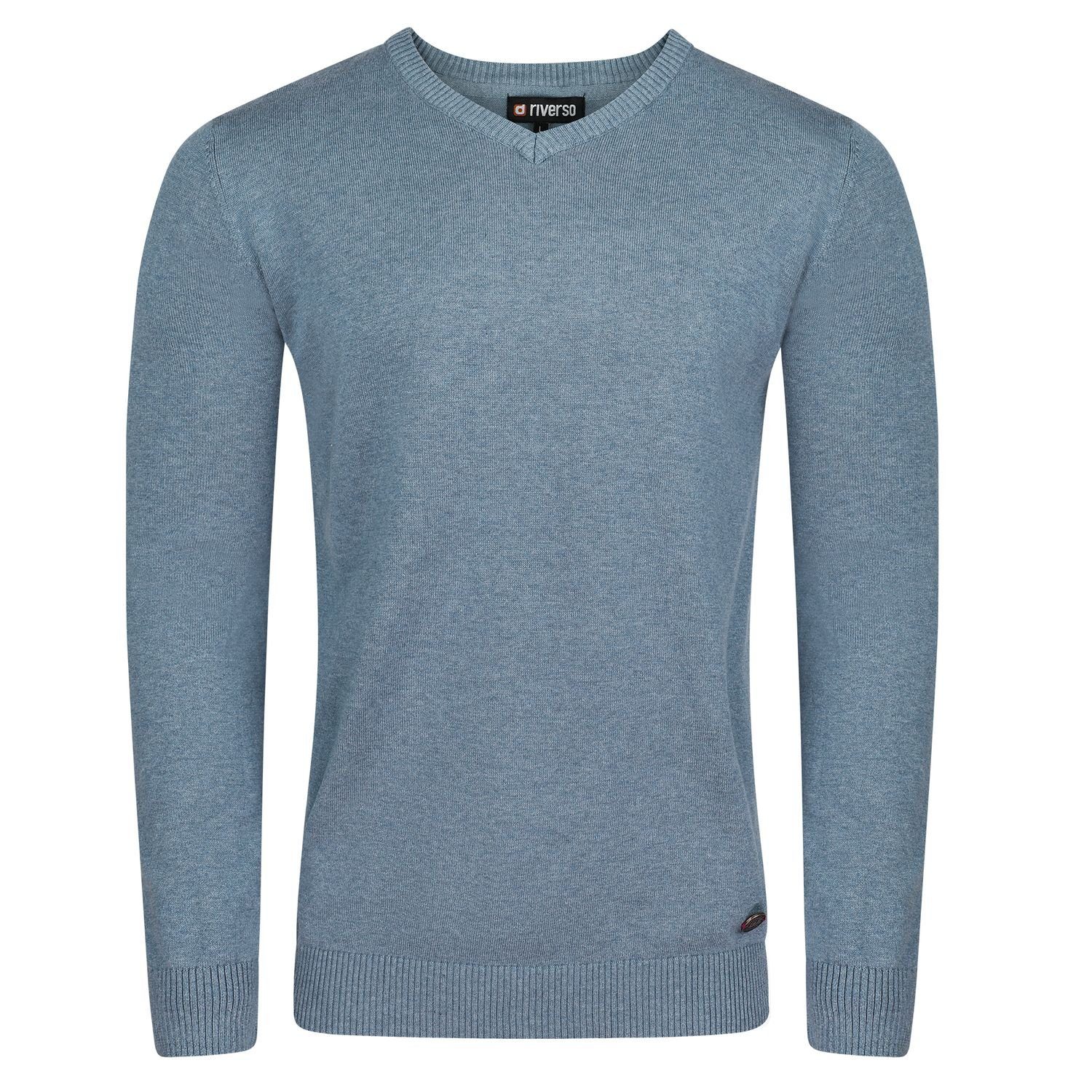 riverso Sweatshirt Herren V-Neck Pullover RIVEmil Regular Fit Organic Cotto günstig online kaufen
