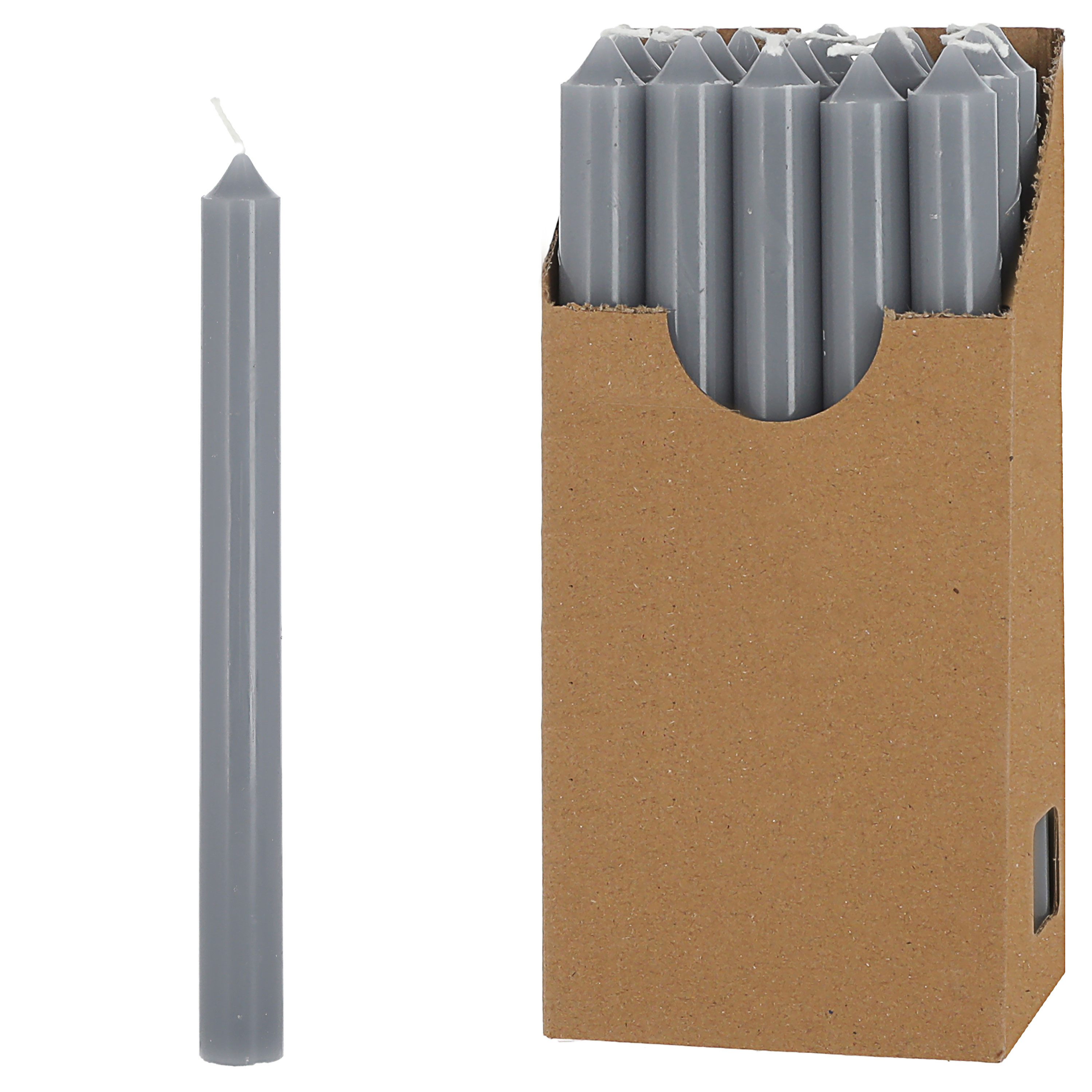 CEPEWA Tafelkerze Stabkerze 20er Set grau 2x25cm Paraffin Dekokerze Kerze glänzend