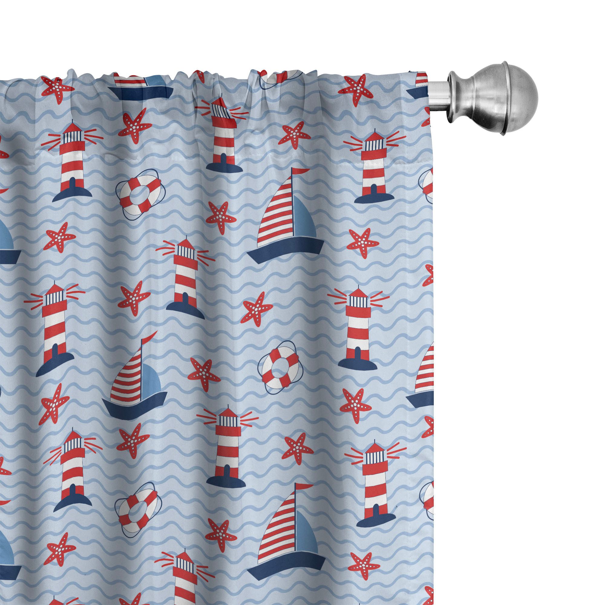 Abakuhaus Gardine Vorhang für Wohnzimmer Schlafzimmer Dekor, Microfaser, Leuchtturm Meer und Wellen