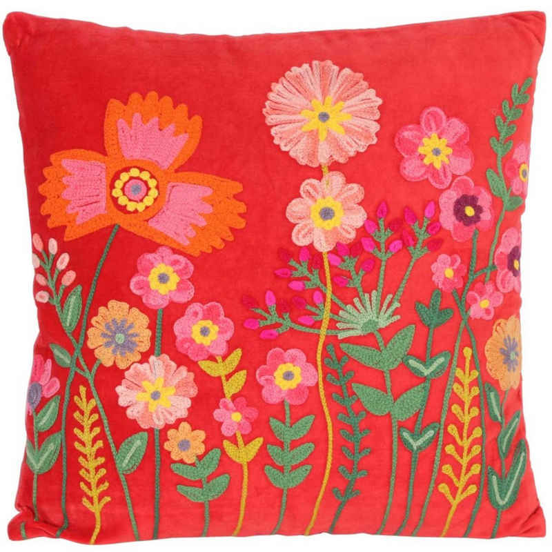 Casa Moro Dekokissen Boho Chic Kissen Livia 40x40 Blumen bestickt mit Füllung, Dekokissen mit Stickerei