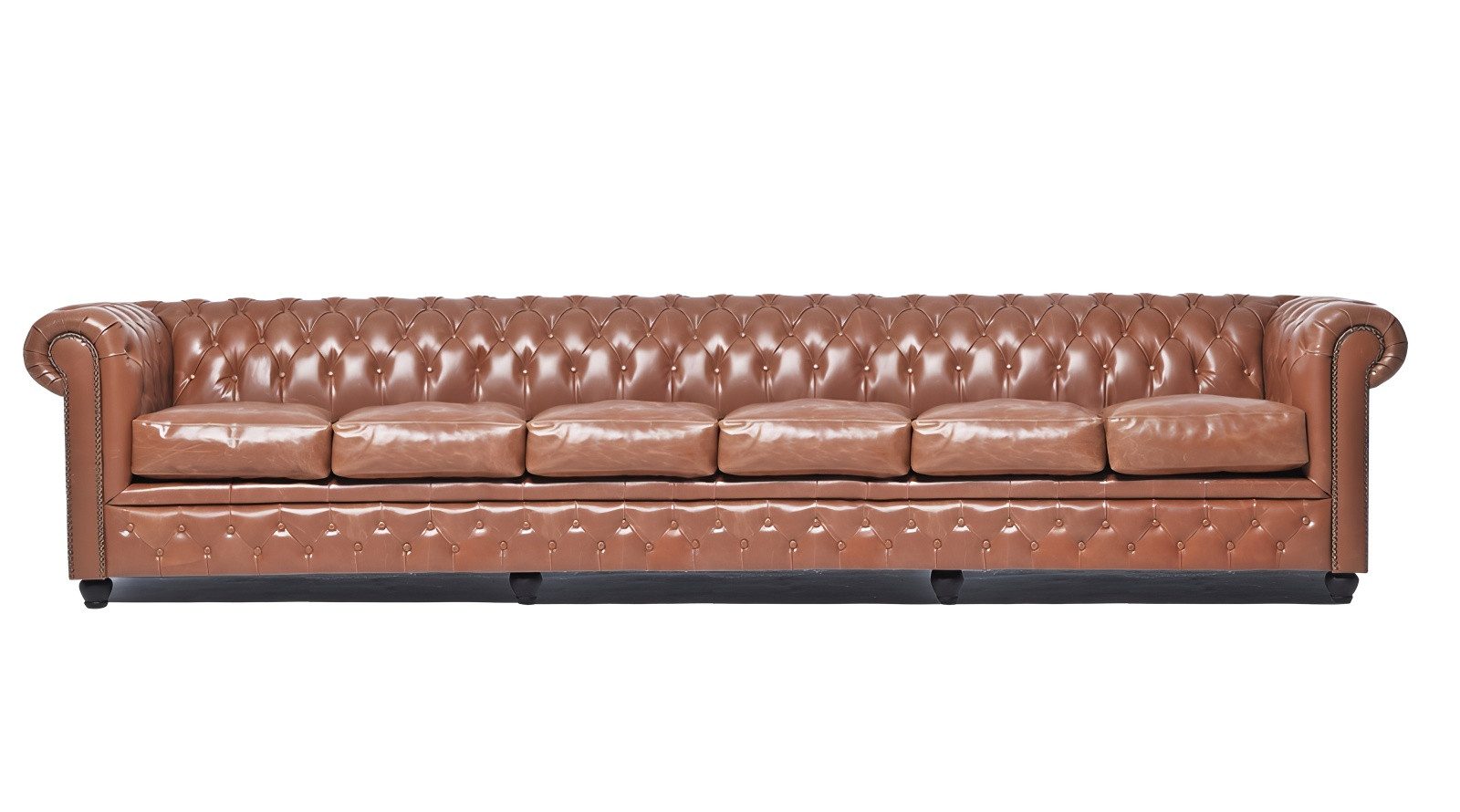 Xlmoebel Big-Sofa Chesterfield Ledersofa in Braun mit elegantem Design, 1 Teile, Hergestellt in Europa